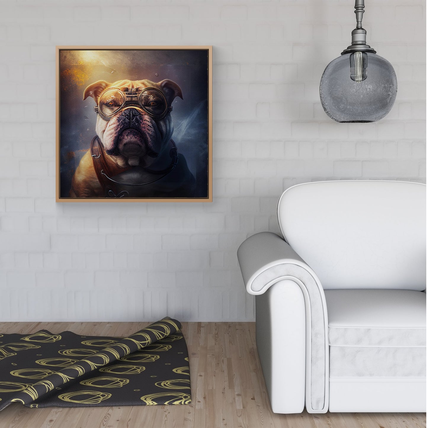Bulldog Splashart Golden Framed Canvas