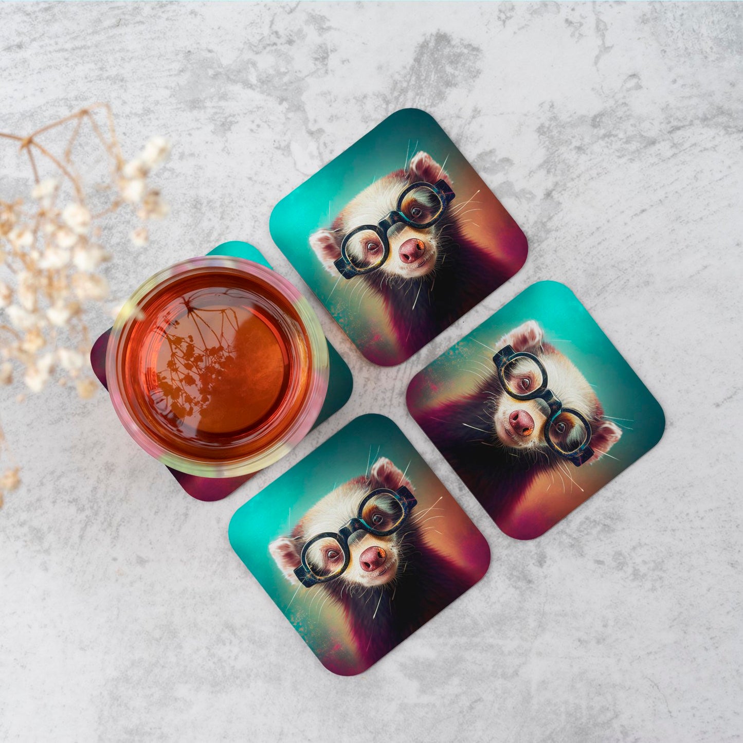 Ferret Splashart Coasters