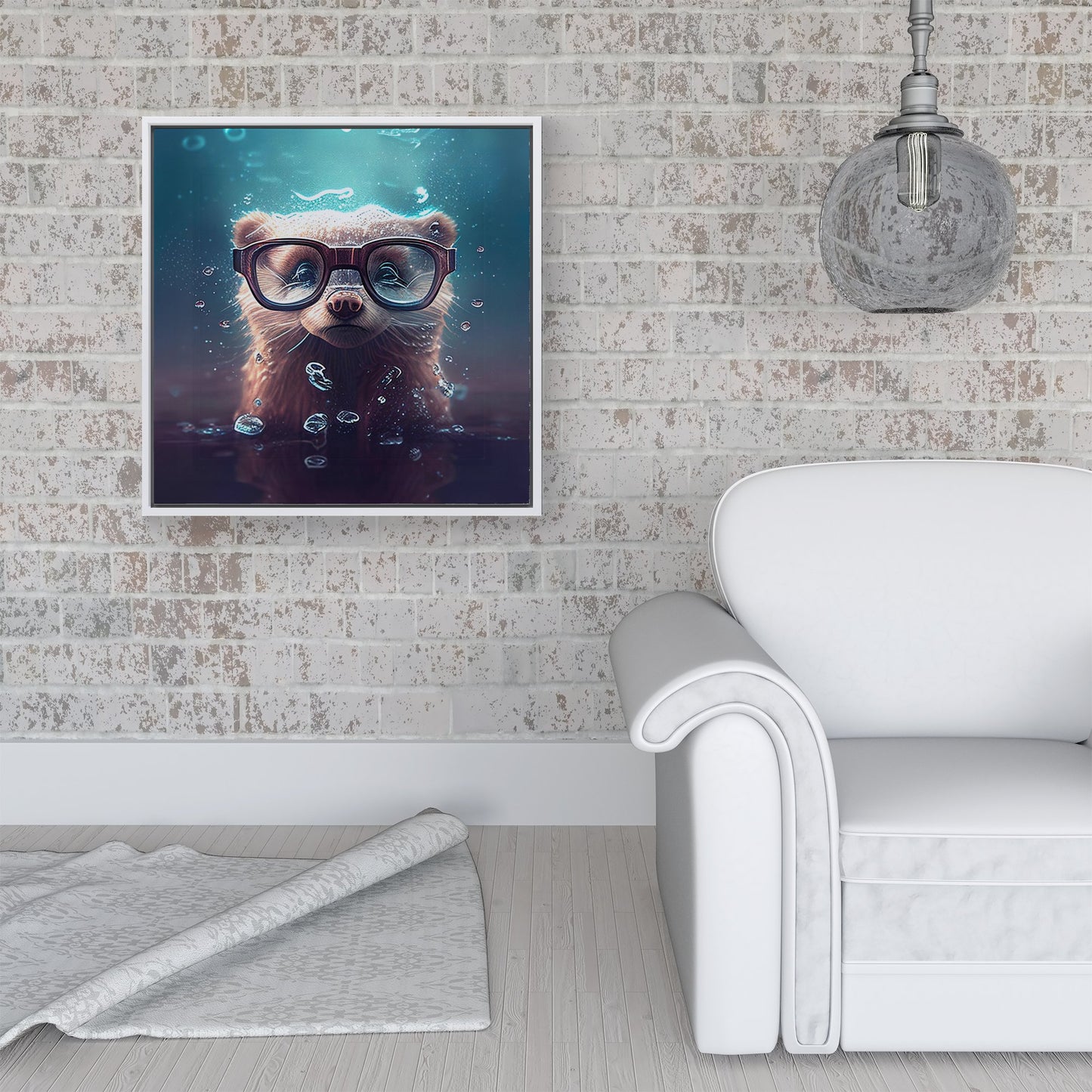 Ferret Splashart Water Framed Canvas