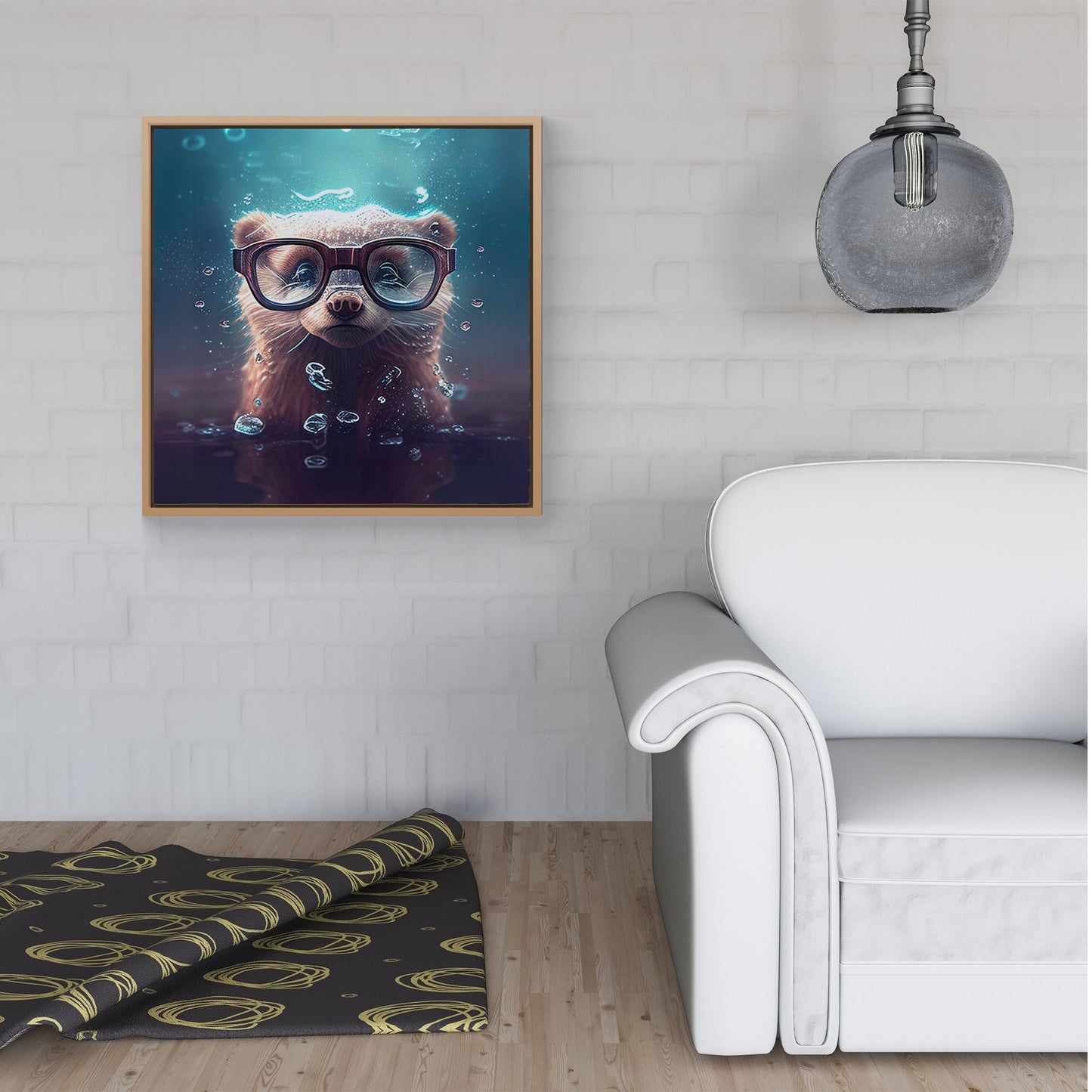 Ferret Splashart Water Framed Canvas