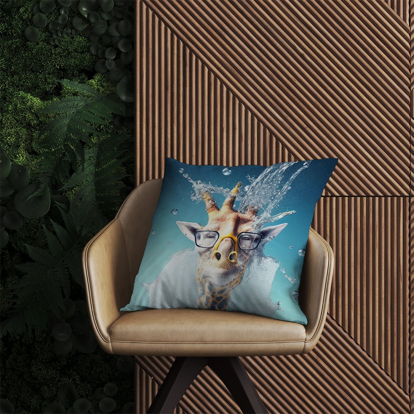 Giraffe Splashart Outdoor Cushion
