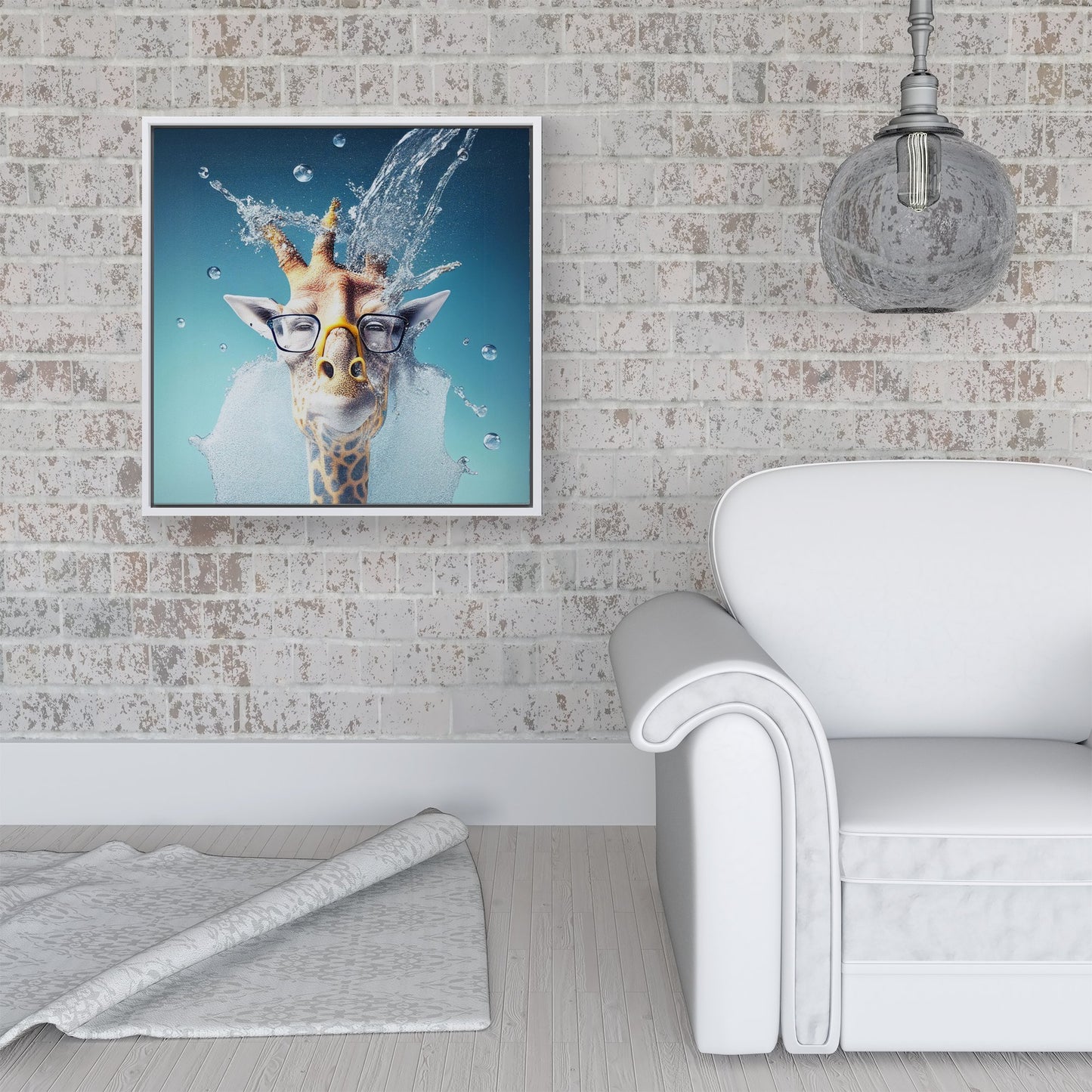 Giraffe Splashart Framed Canvas