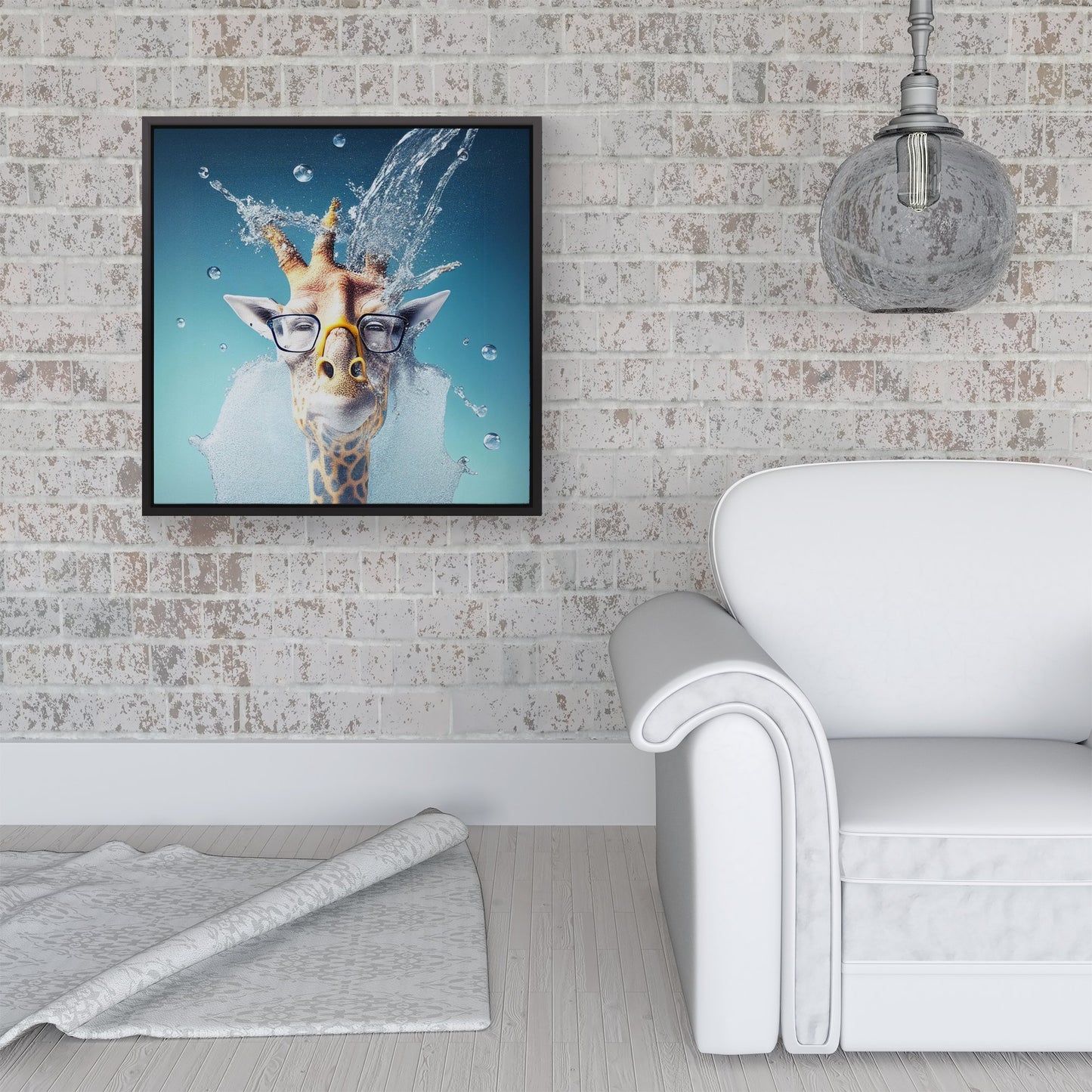Giraffe Splashart Framed Canvas