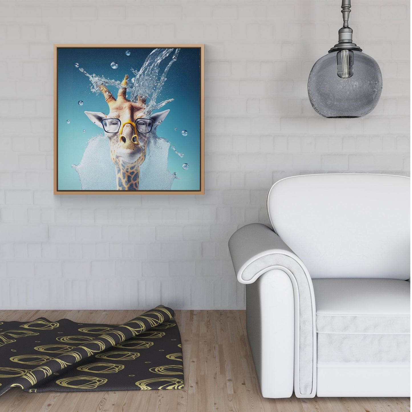 Giraffe Splashart Framed Canvas
