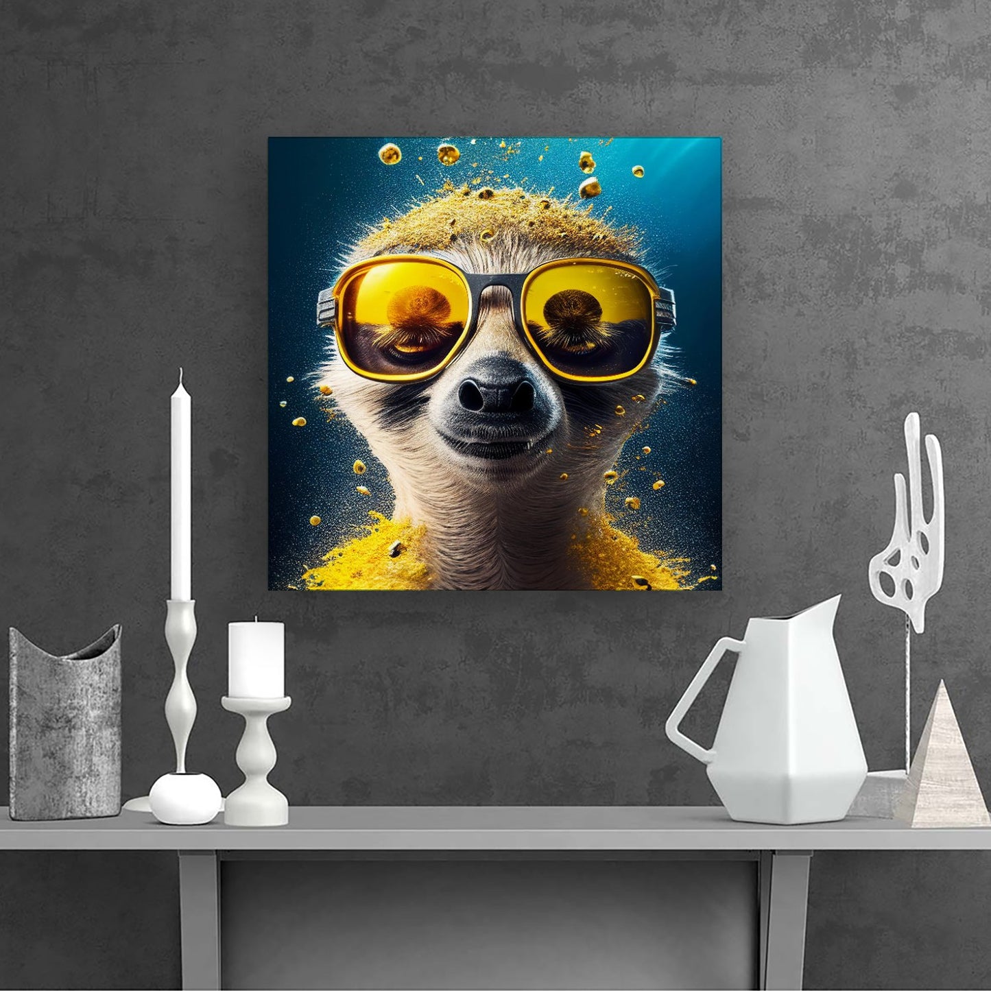 Meerkat With Golden Glasses Splashart Canvas