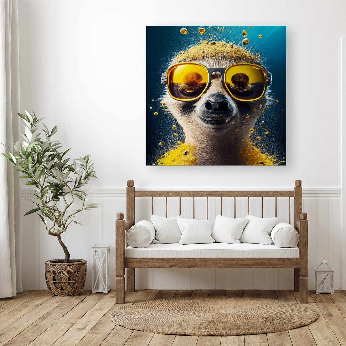 Meerkat With Golden Glasses Splashart Canvas
