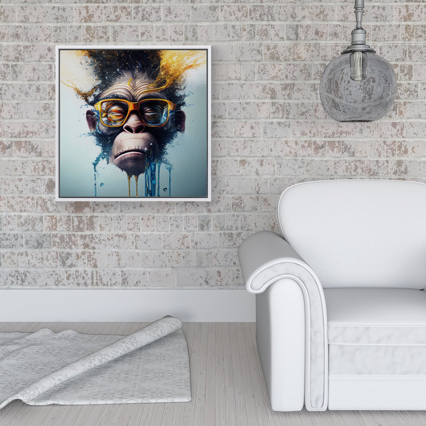 Monkey Splashart Framed Canvas