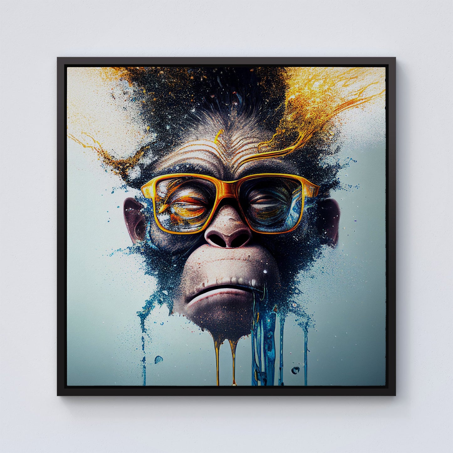 Monkey Splashart Framed Canvas