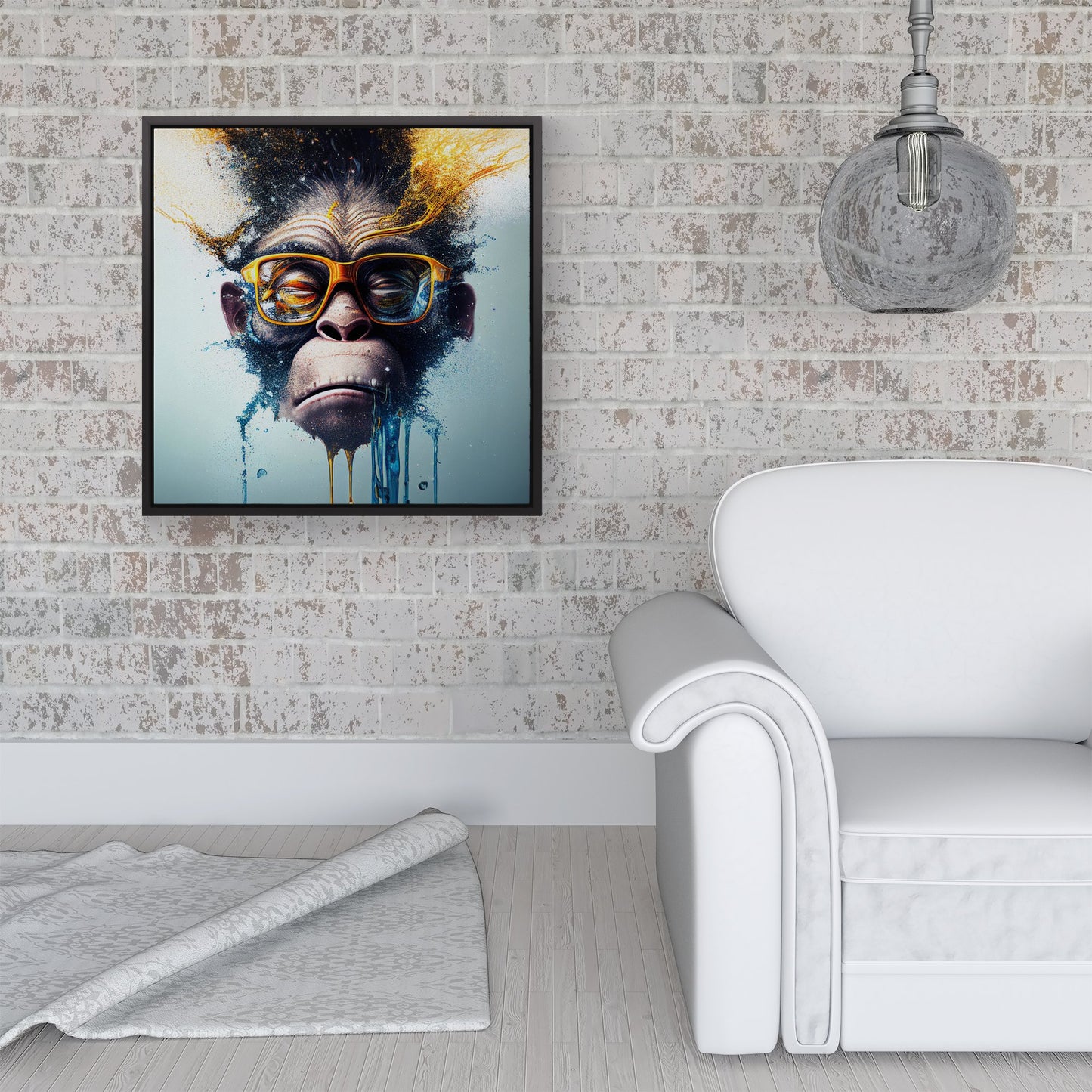 Monkey Splashart Framed Canvas