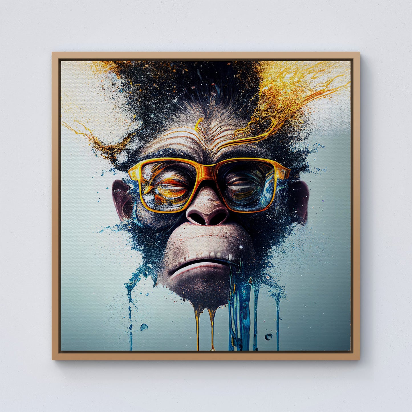 Monkey Splashart Framed Canvas