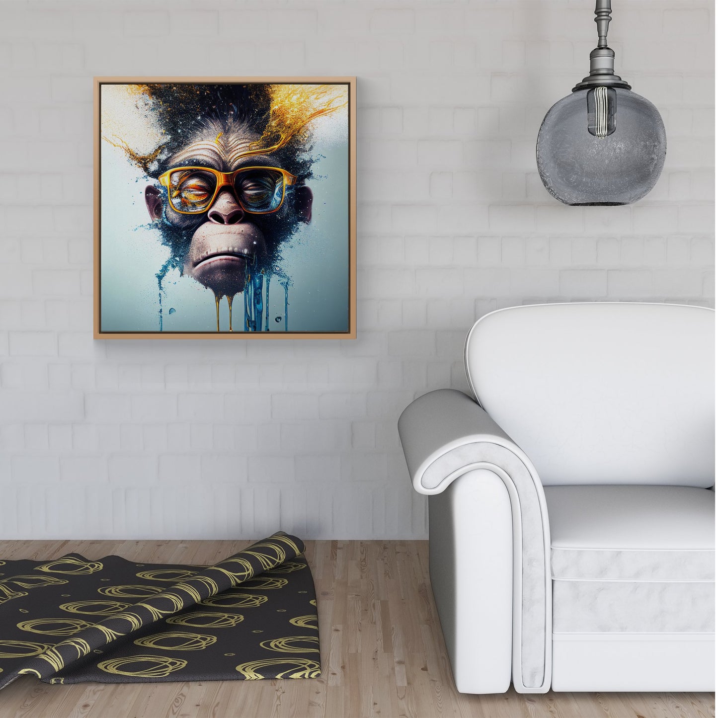 Monkey Splashart Framed Canvas