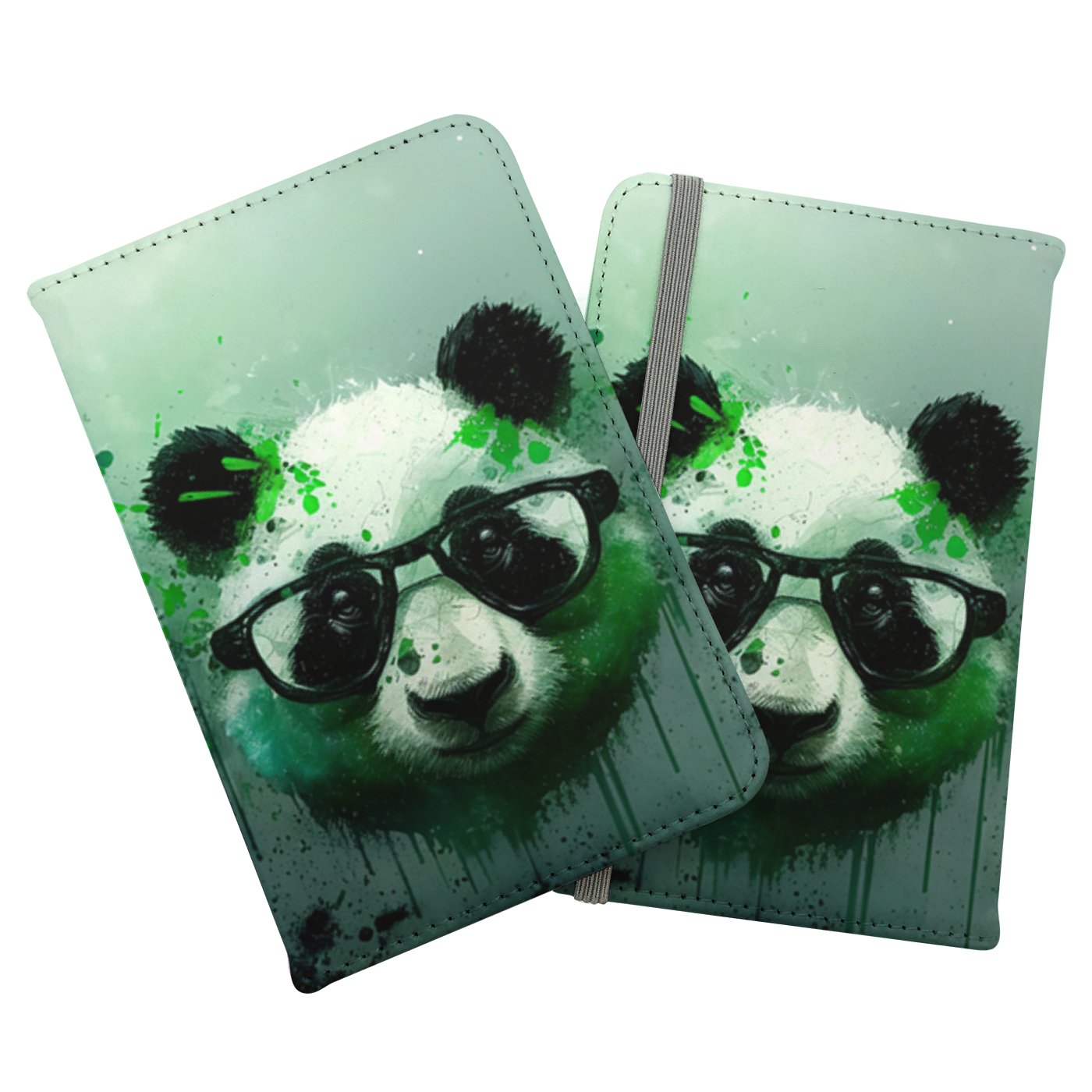Panda With Glasses, Green Splashart Passport Cover