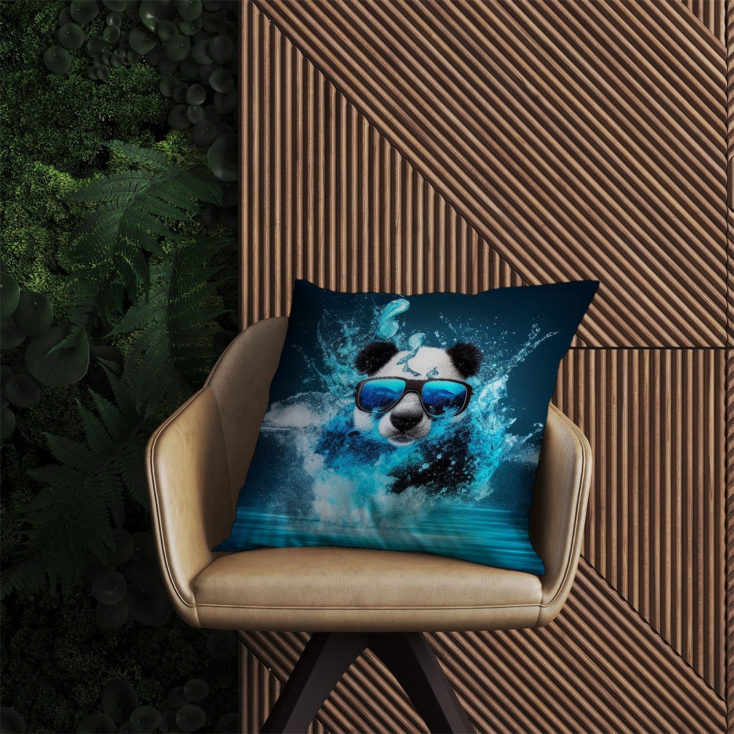 Panda Splashart Water Outdoor Cushion