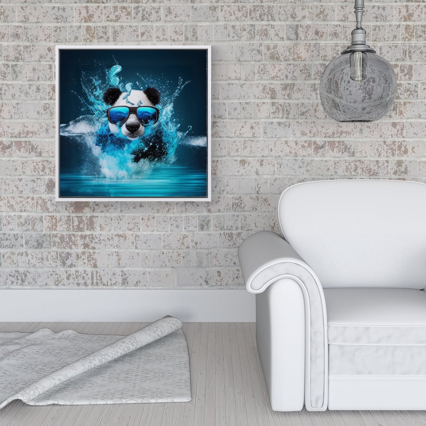 Panda Splashart Water Framed Canvas