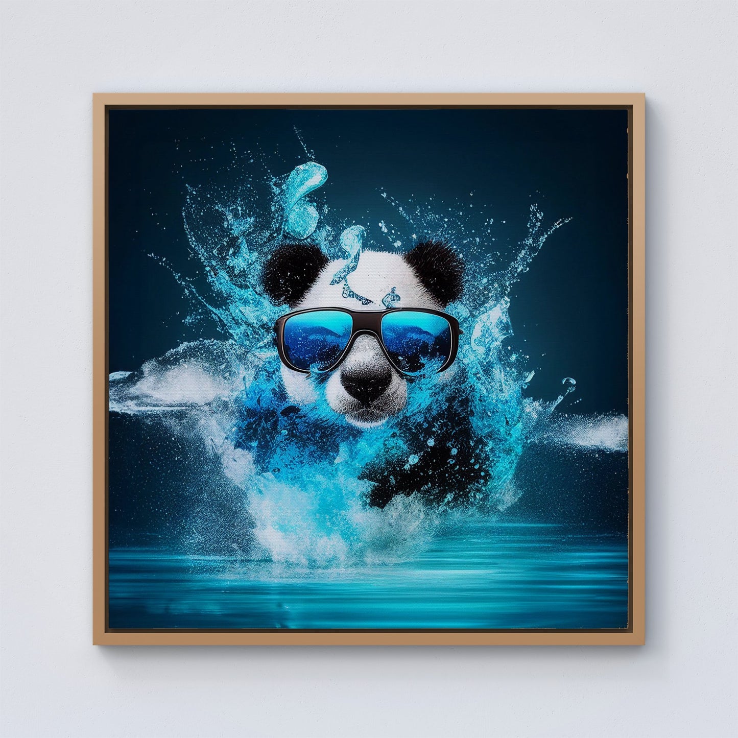 Panda Splashart Water Framed Canvas