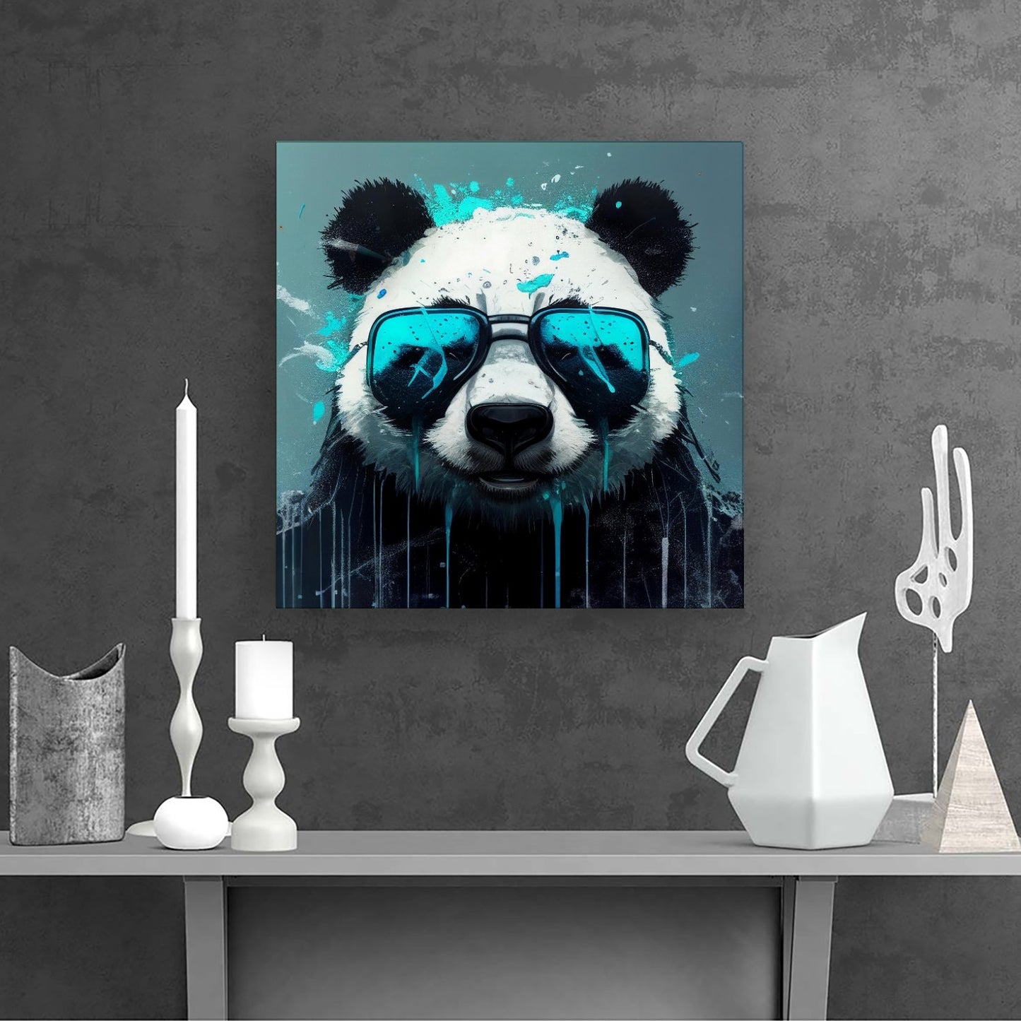 Panda With Blue Glasses Splashart Canvas