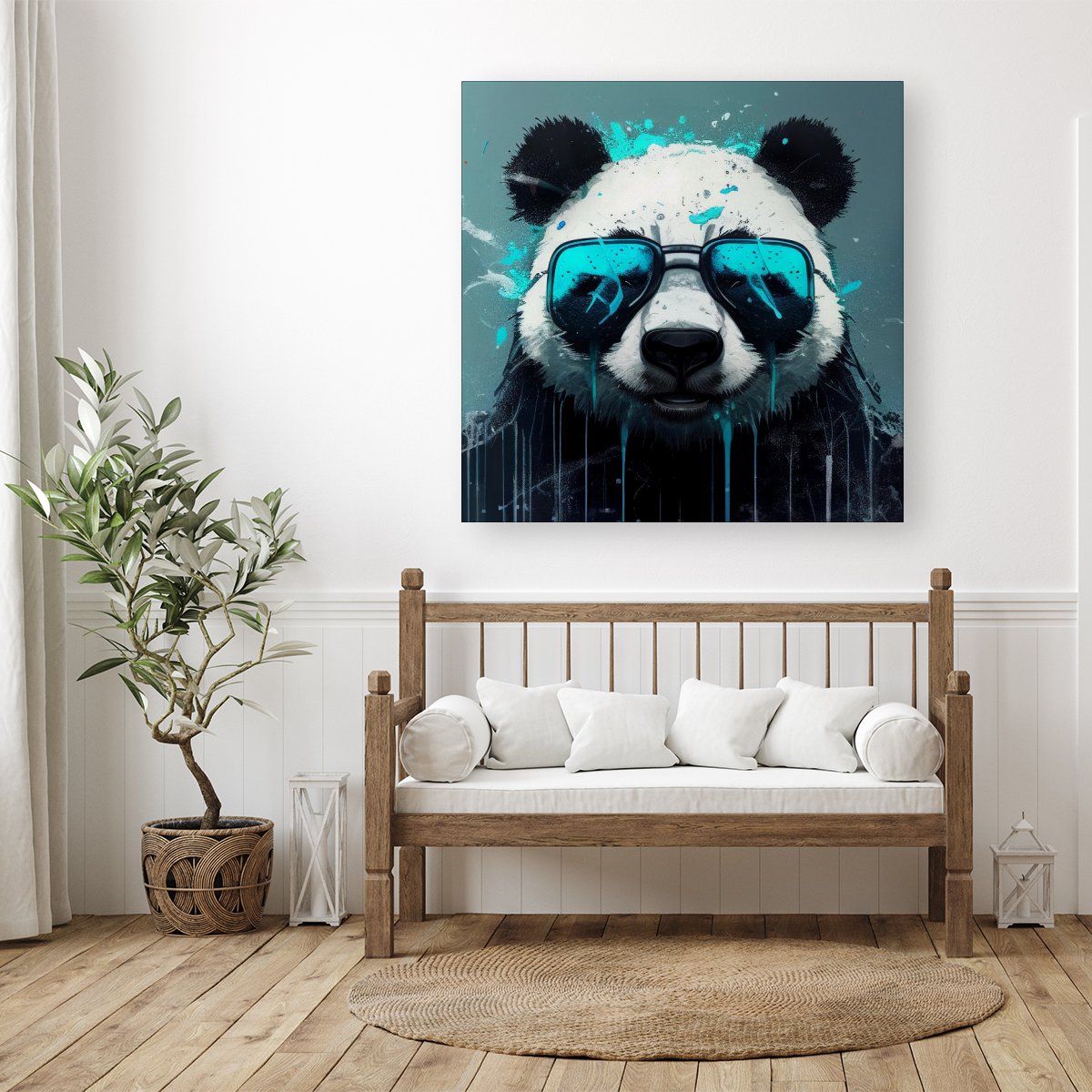 Panda With Blue Glasses Splashart Canvas