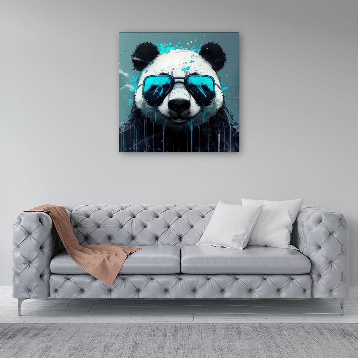 Panda With Blue Glasses Splashart Canvas