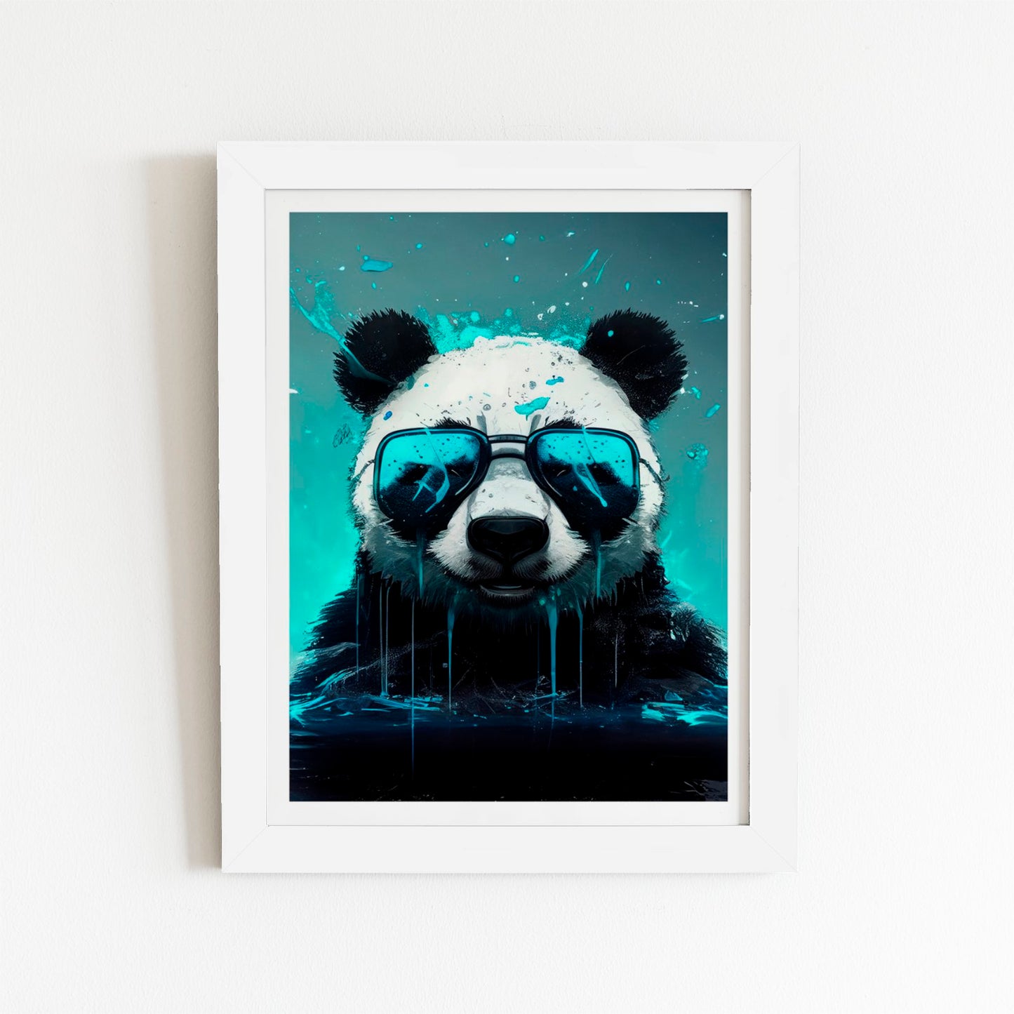 Panda With Blue Glasses Splashart Art Prints
