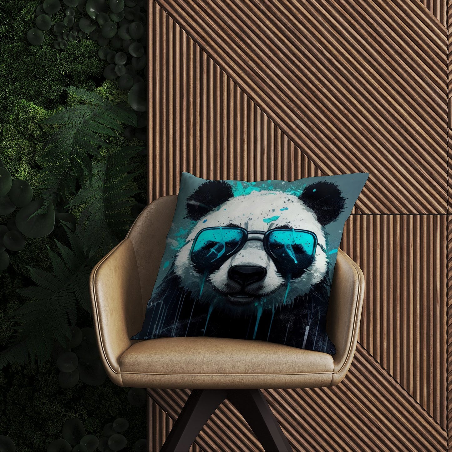 Panda With Blue Glasses Splashart Outdoor Cushion