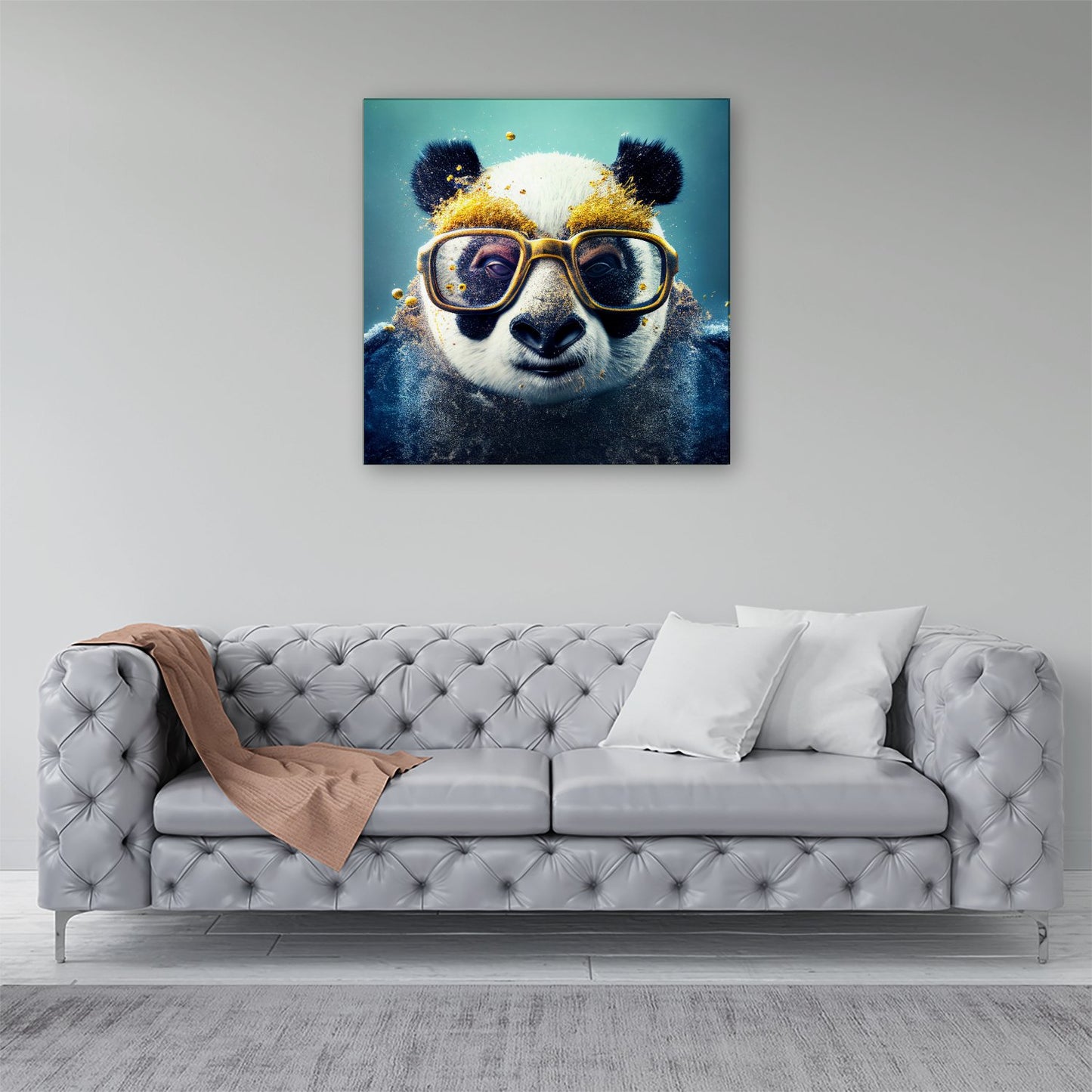 Panda With Golden Glasses Splashart Canvas