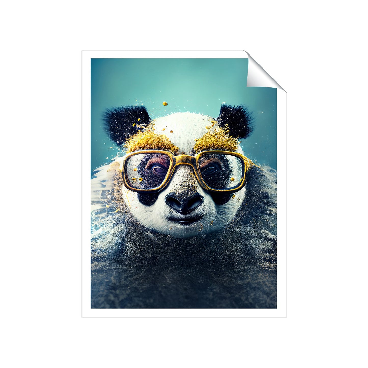 Panda With Golden Glasses Splashart Art Prints