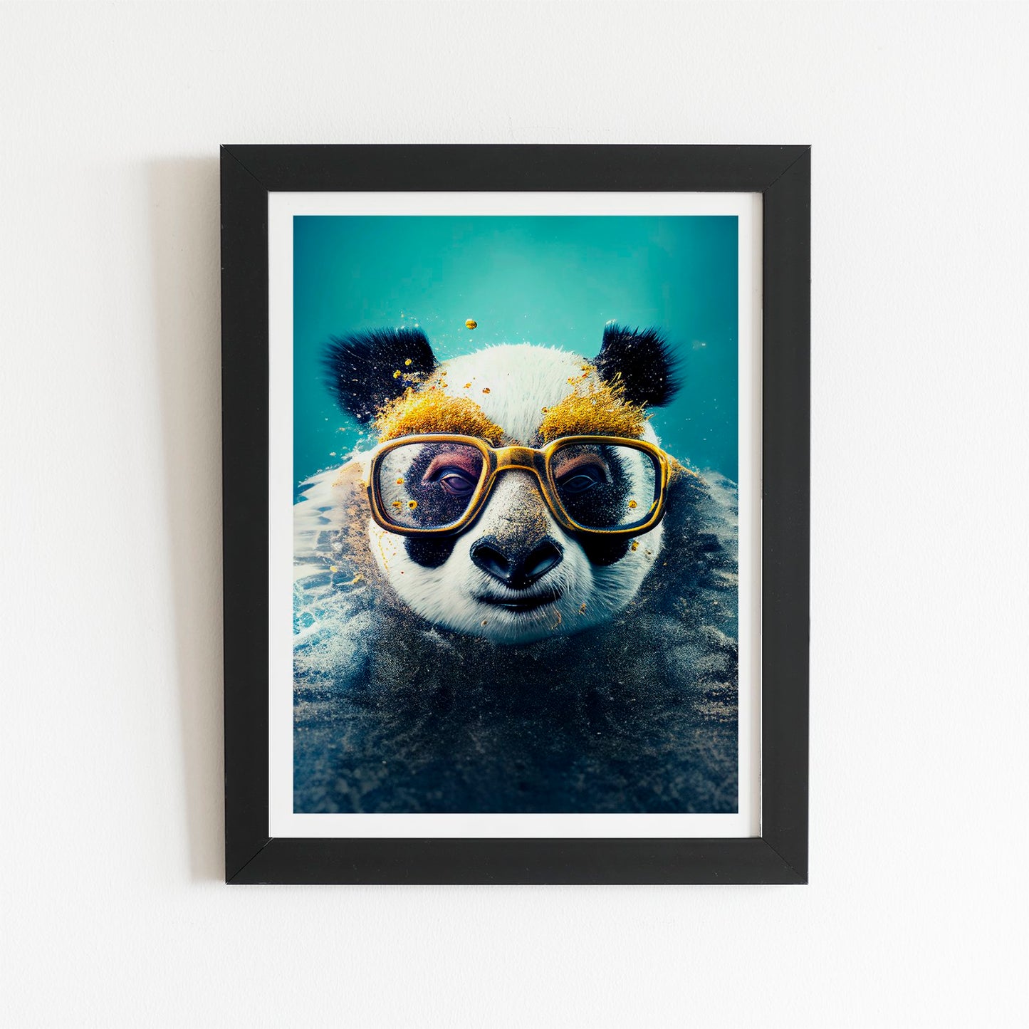 Panda With Golden Glasses Splashart Art Prints