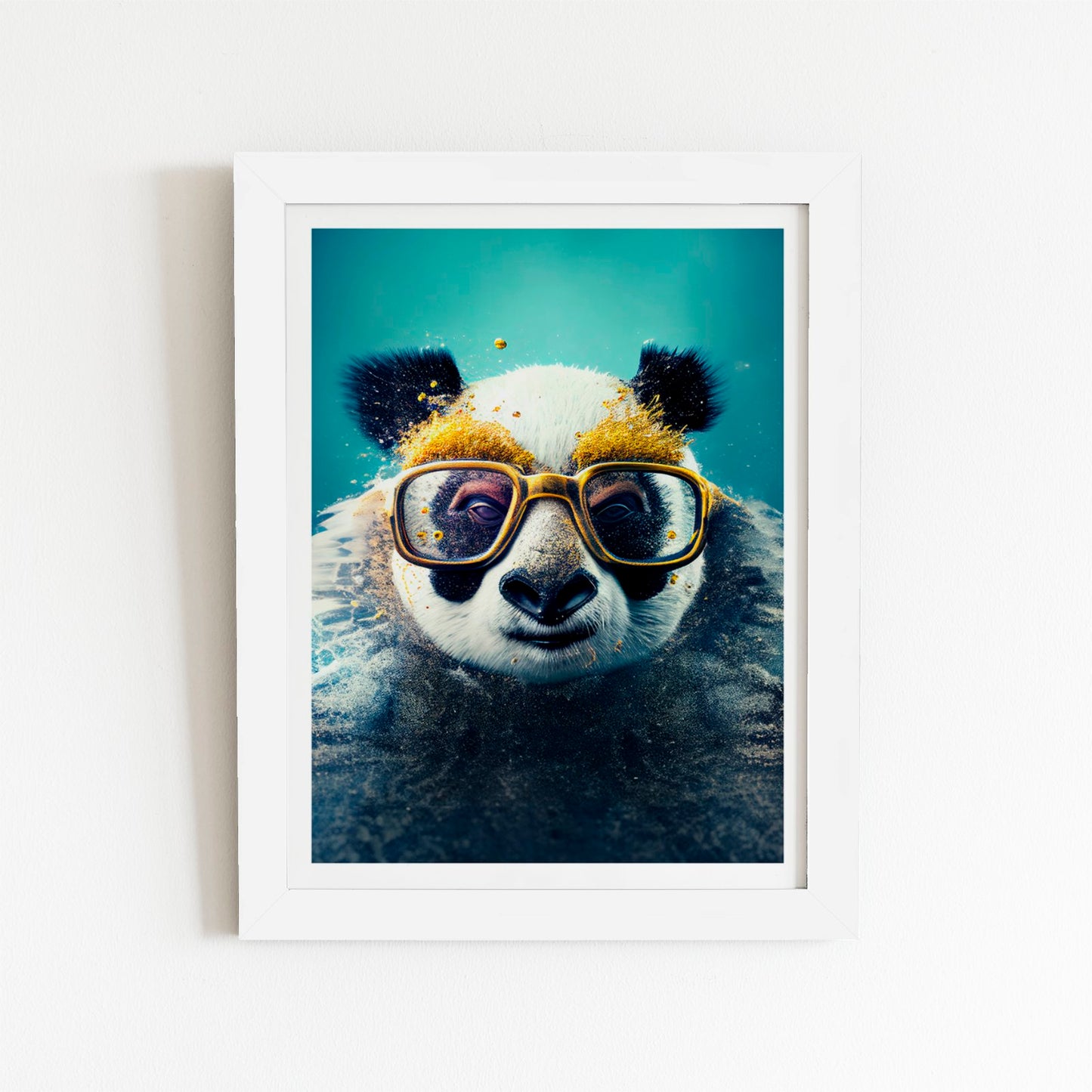 Panda With Golden Glasses Splashart Art Prints