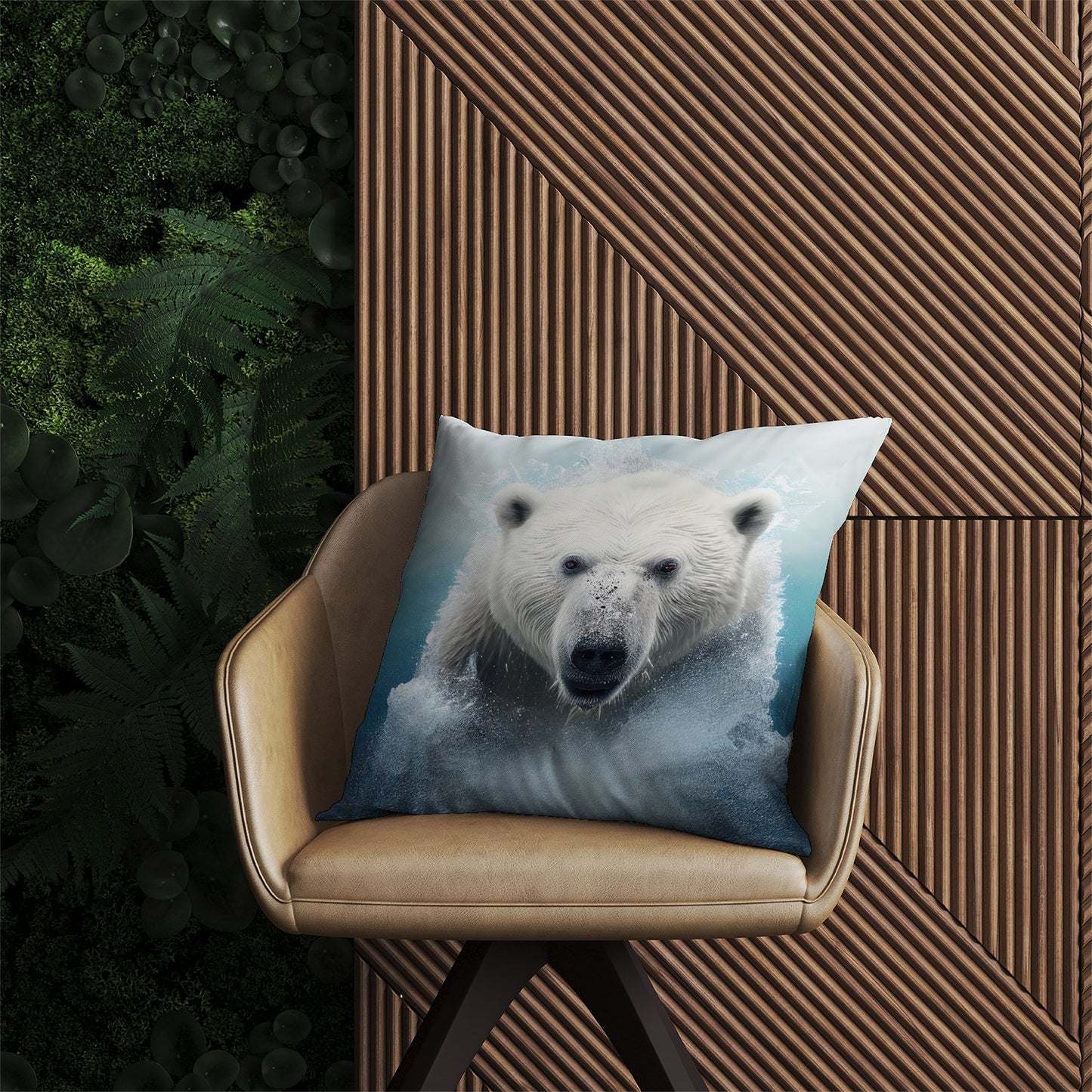 Polar Bear Splashart Outdoor Cushion