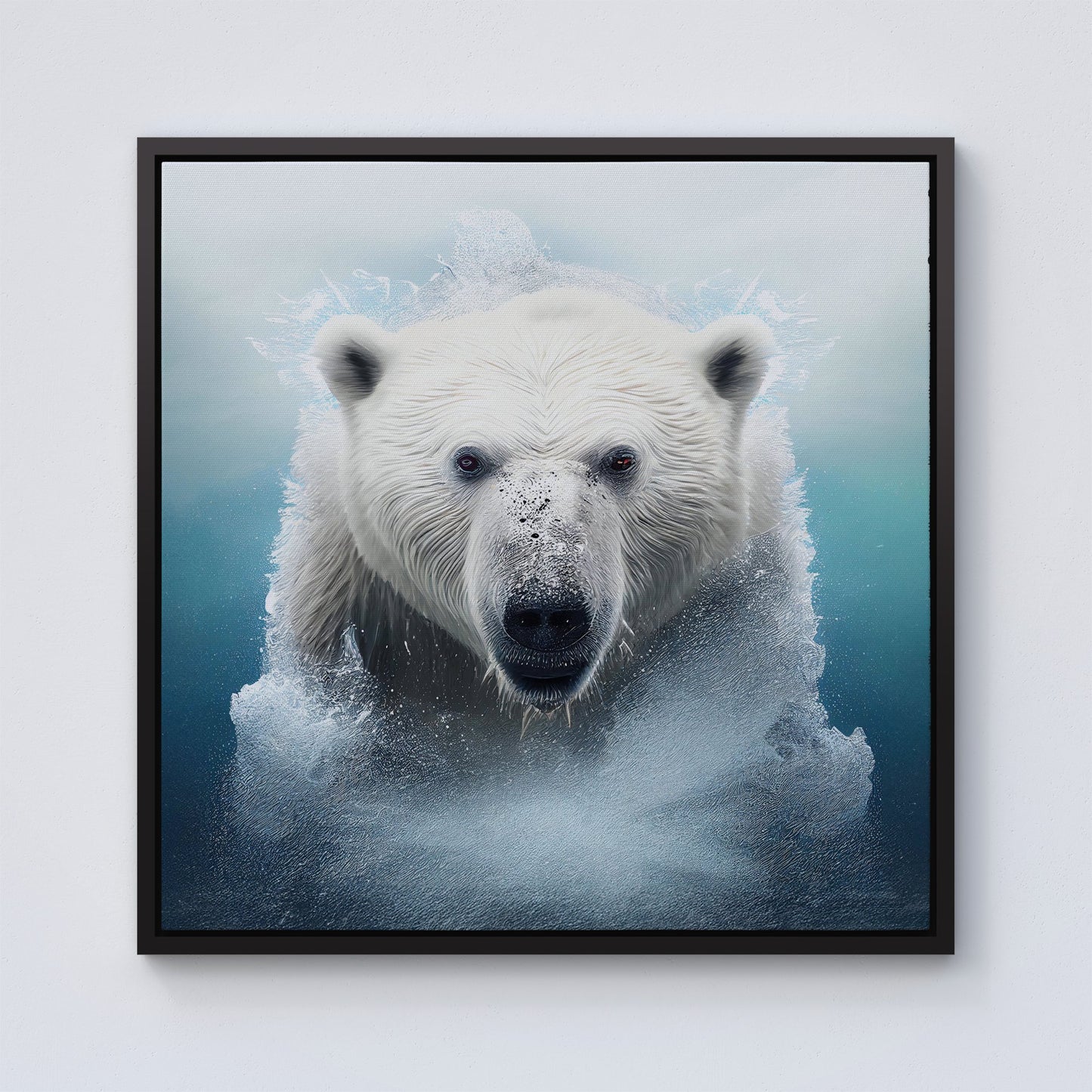 Polar Bear Splashart Framed Canvas