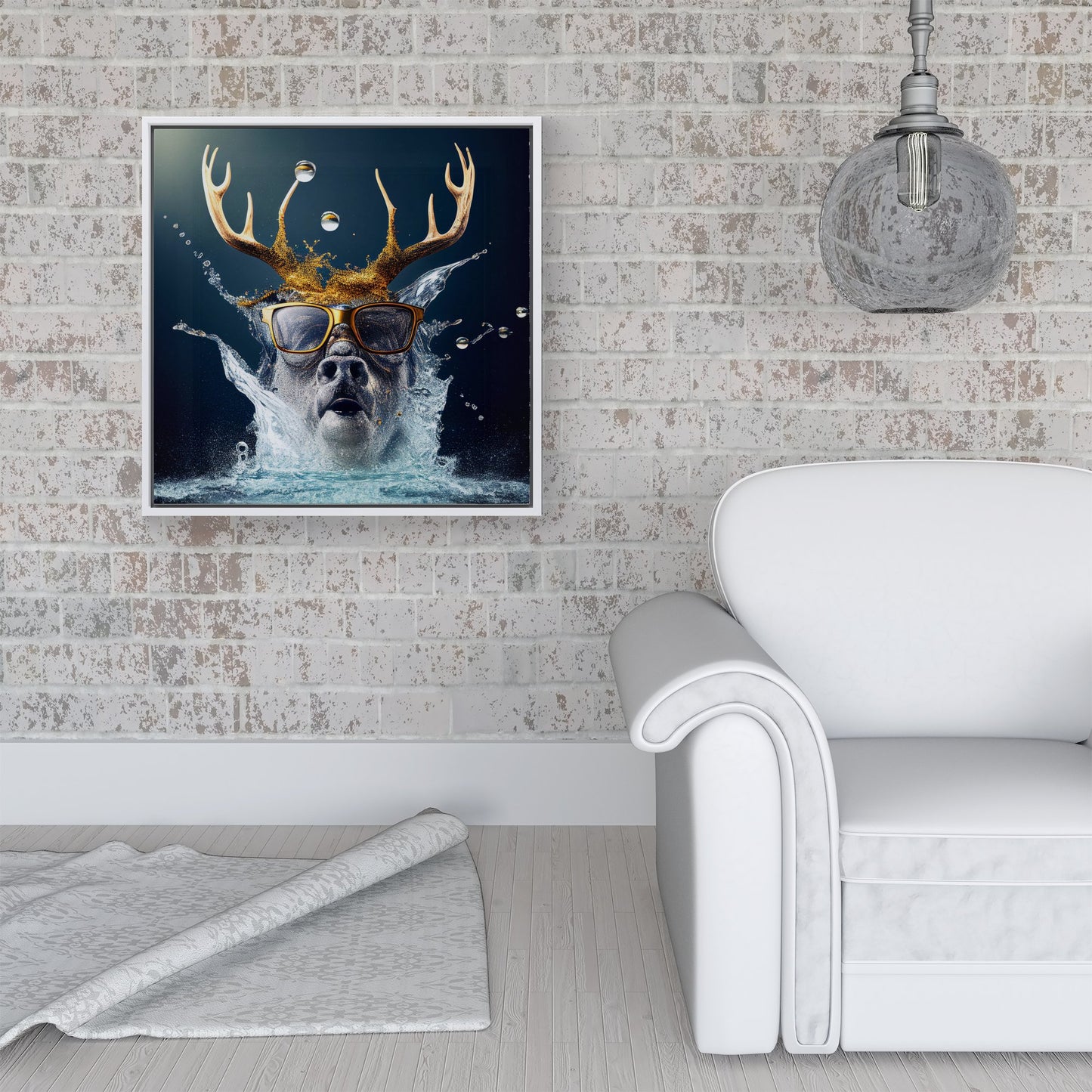 Stag Splashart Framed Canvas