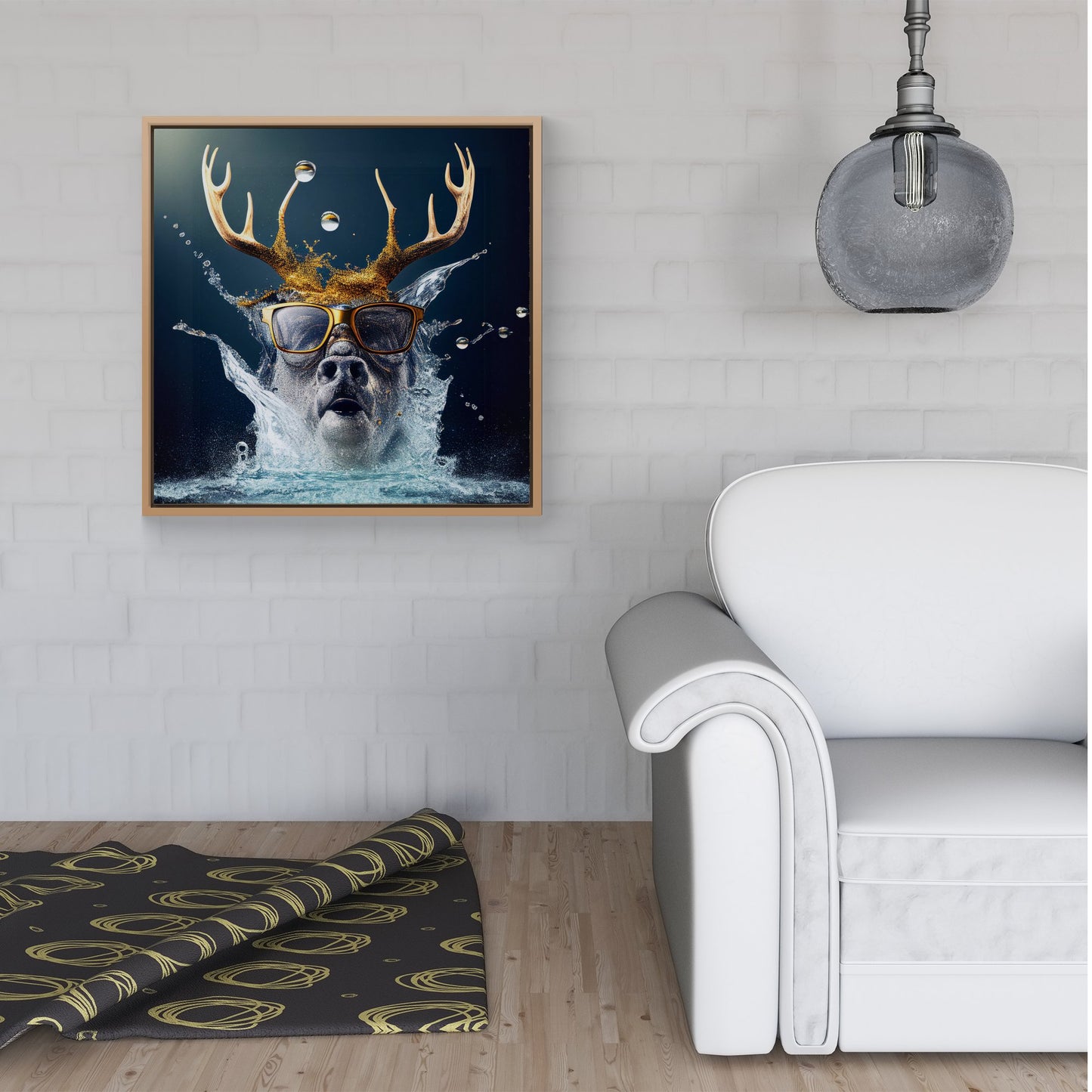 Stag Splashart Framed Canvas