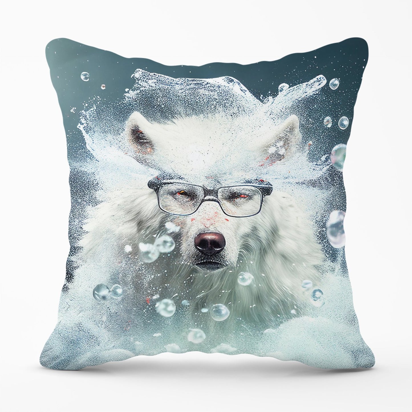 White Wolf Splashart Outdoor Cushion