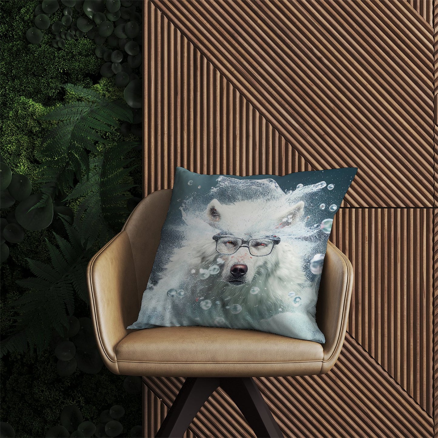 White Wolf Splashart Outdoor Cushion