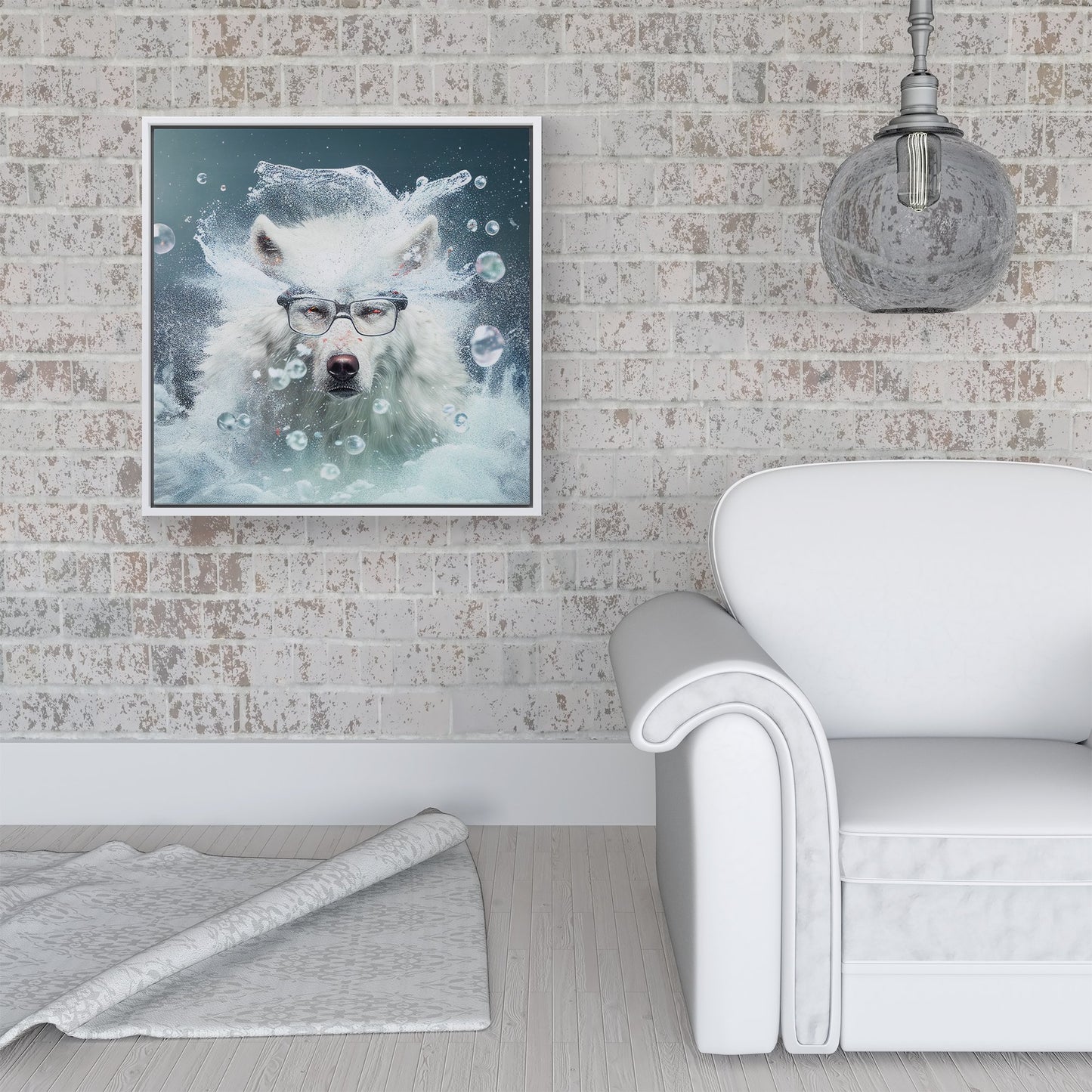 White Wolf Splashart Framed Canvas