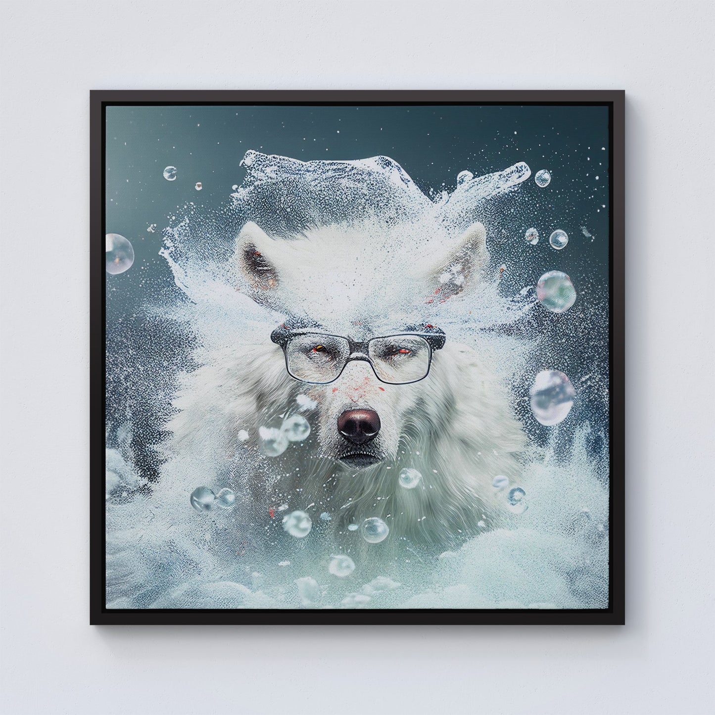 White Wolf Splashart Framed Canvas