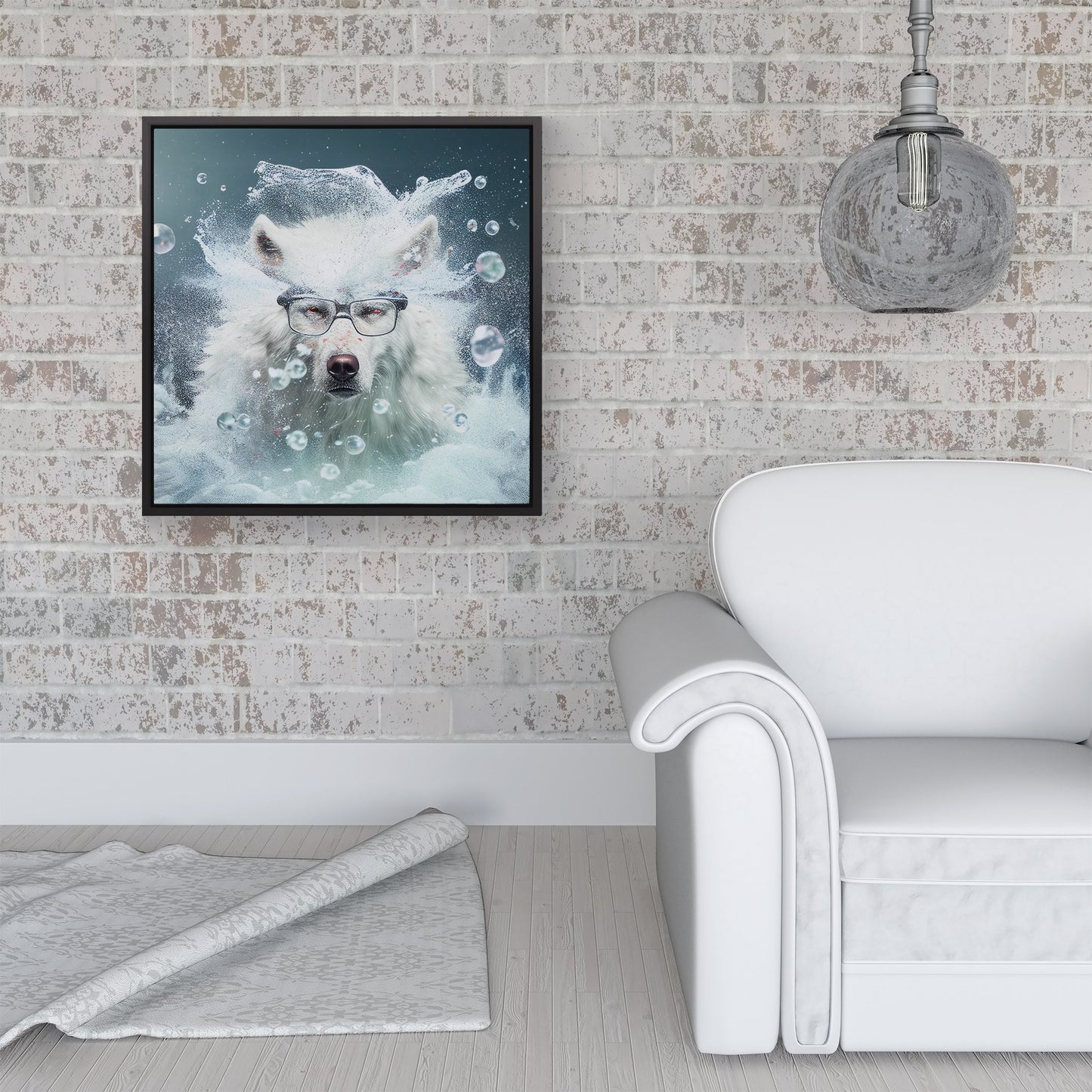 White Wolf Splashart Framed Canvas