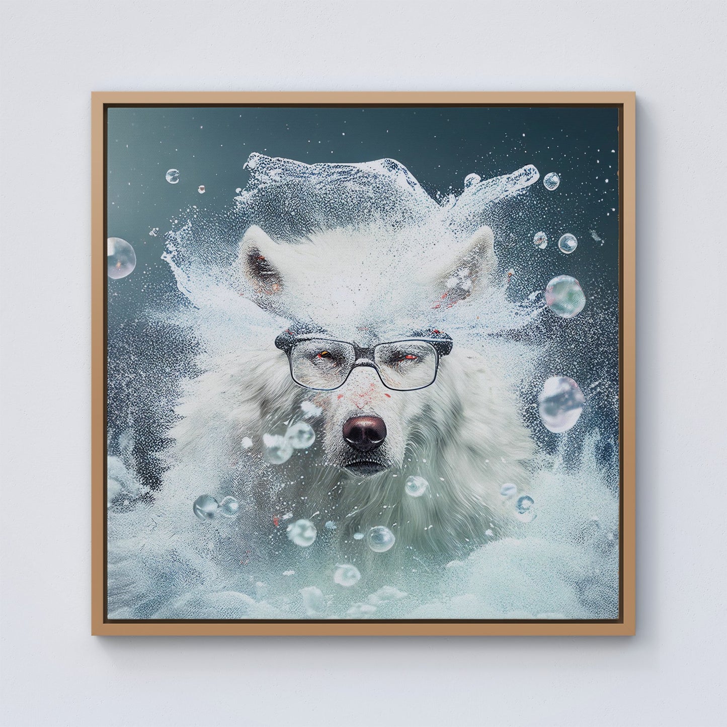 White Wolf Splashart Framed Canvas