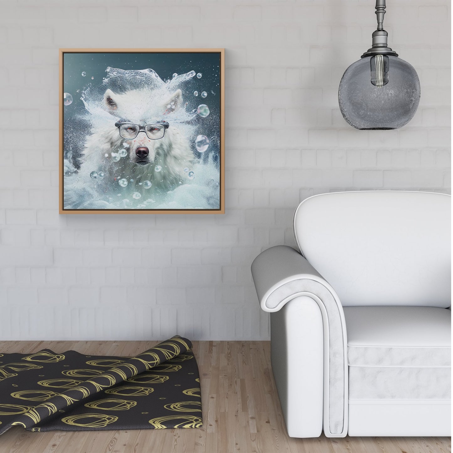 White Wolf Splashart Framed Canvas