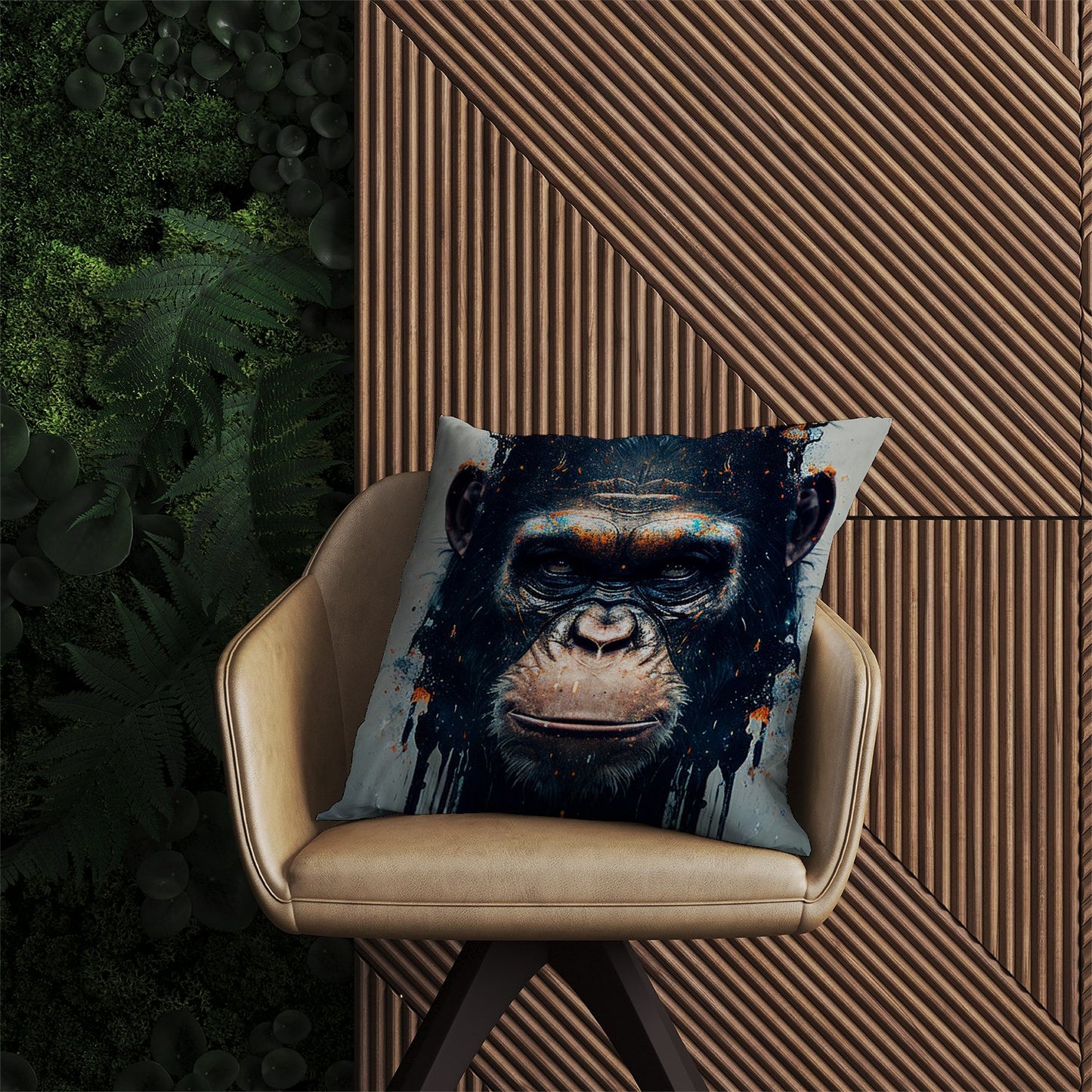 Gorilla Face Splashart Outdoor Cushion