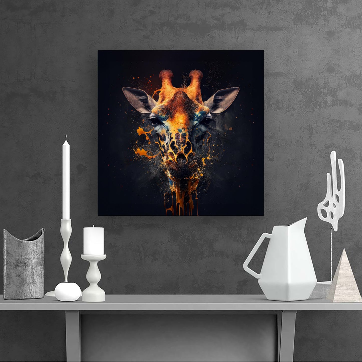 Golden Giraffe Face Splashart Canvas