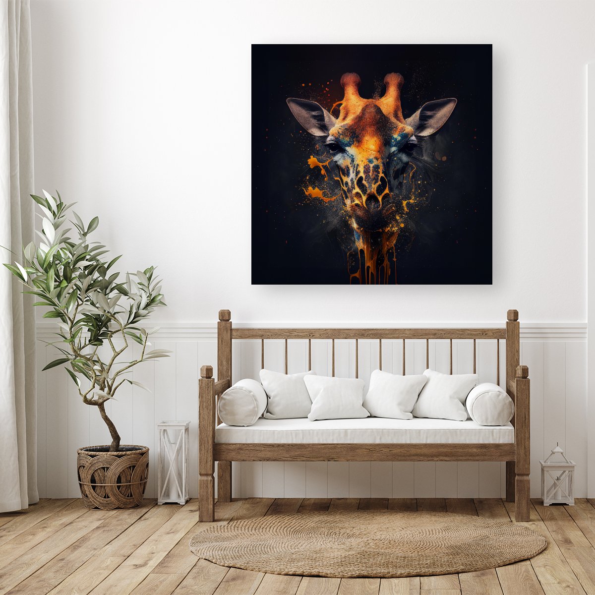 Golden Giraffe Face Splashart Canvas