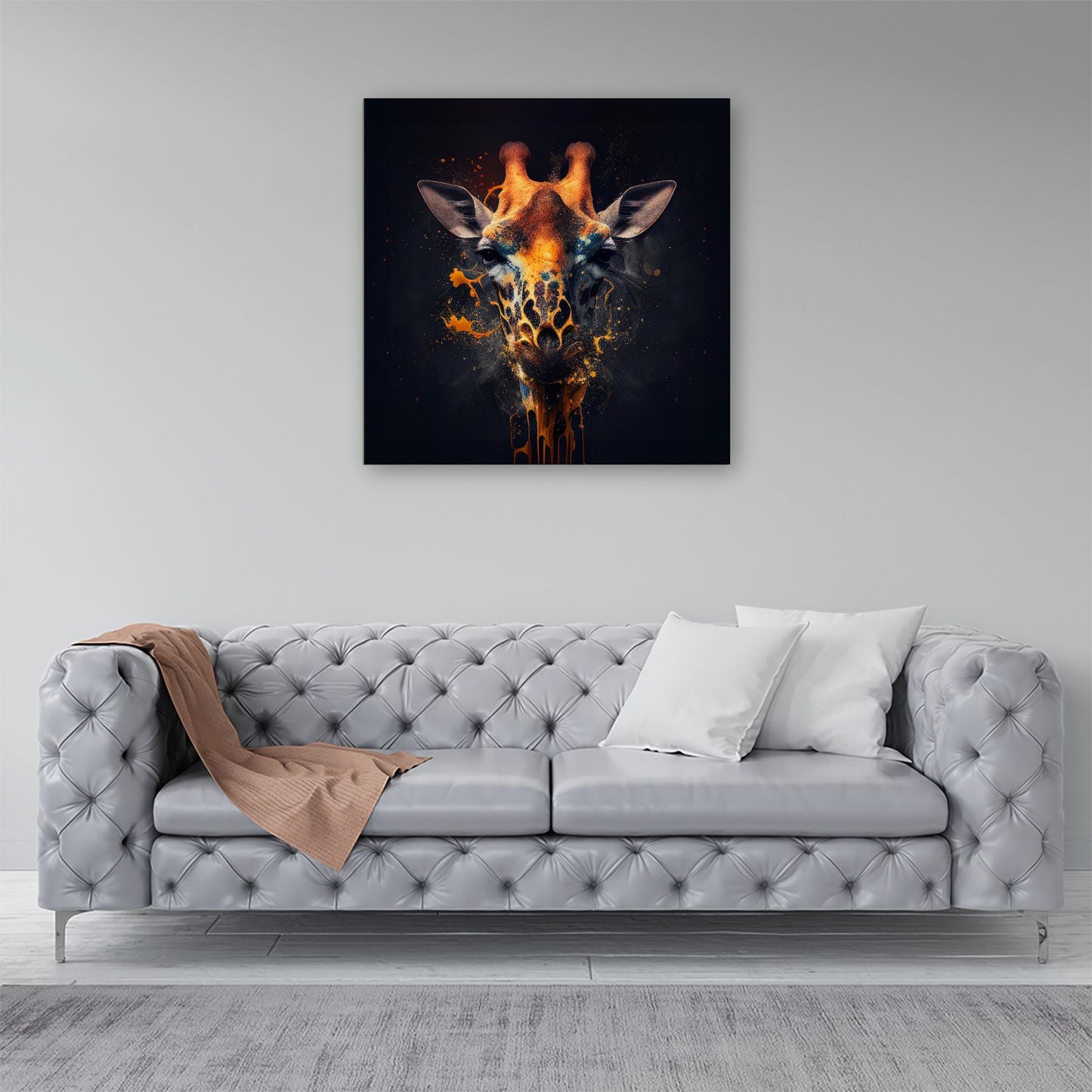 Golden Giraffe Face Splashart Canvas