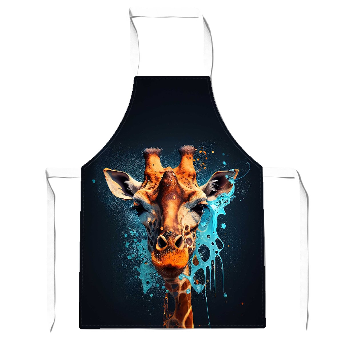 Blue Giraffe Face Splashart Apron