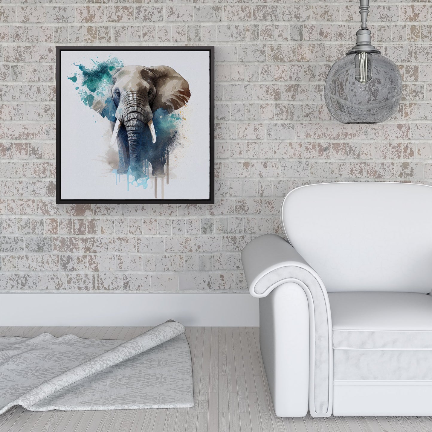 Majestic Elephant Splashart Framed Canvas