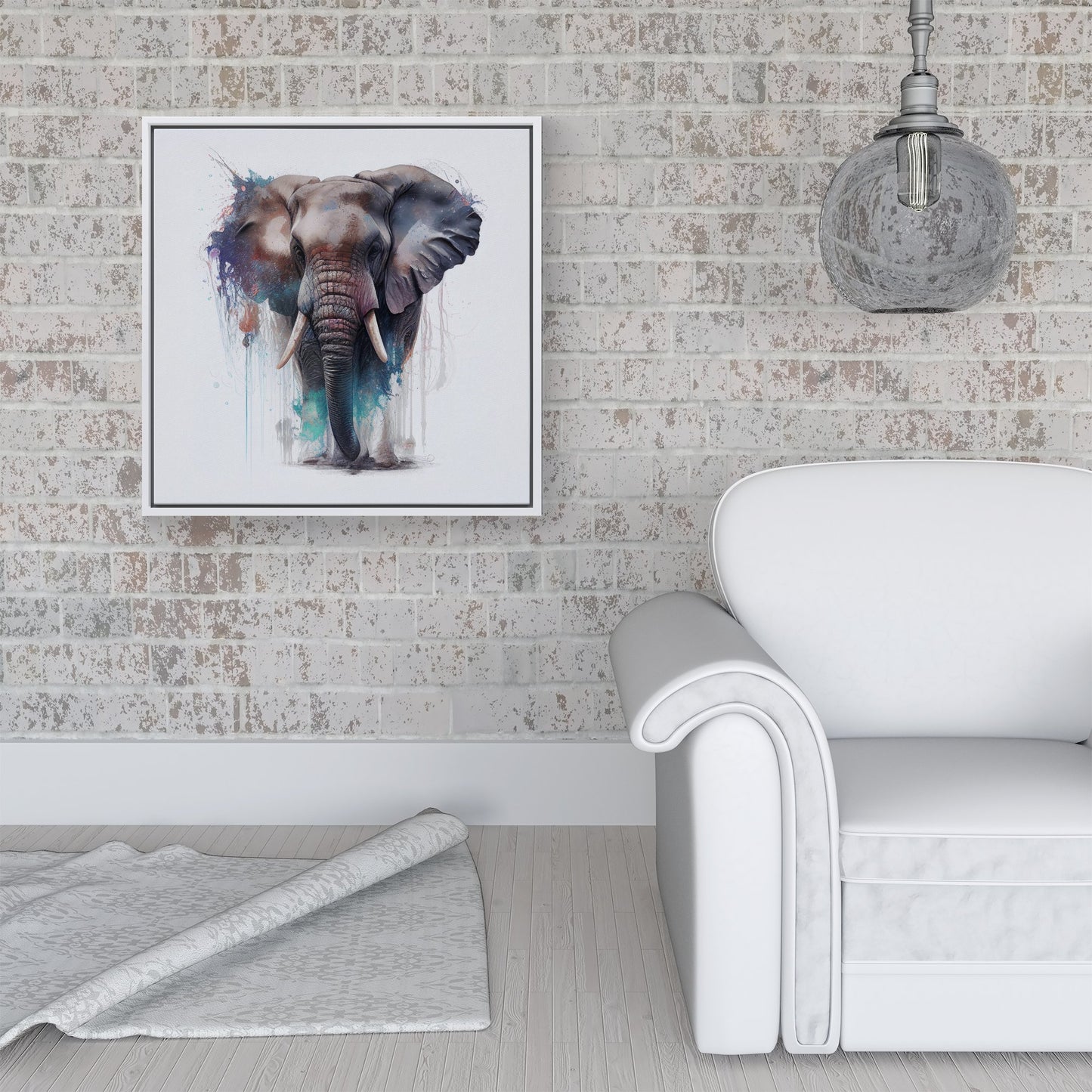 Elephant Splashart Framed Canvas