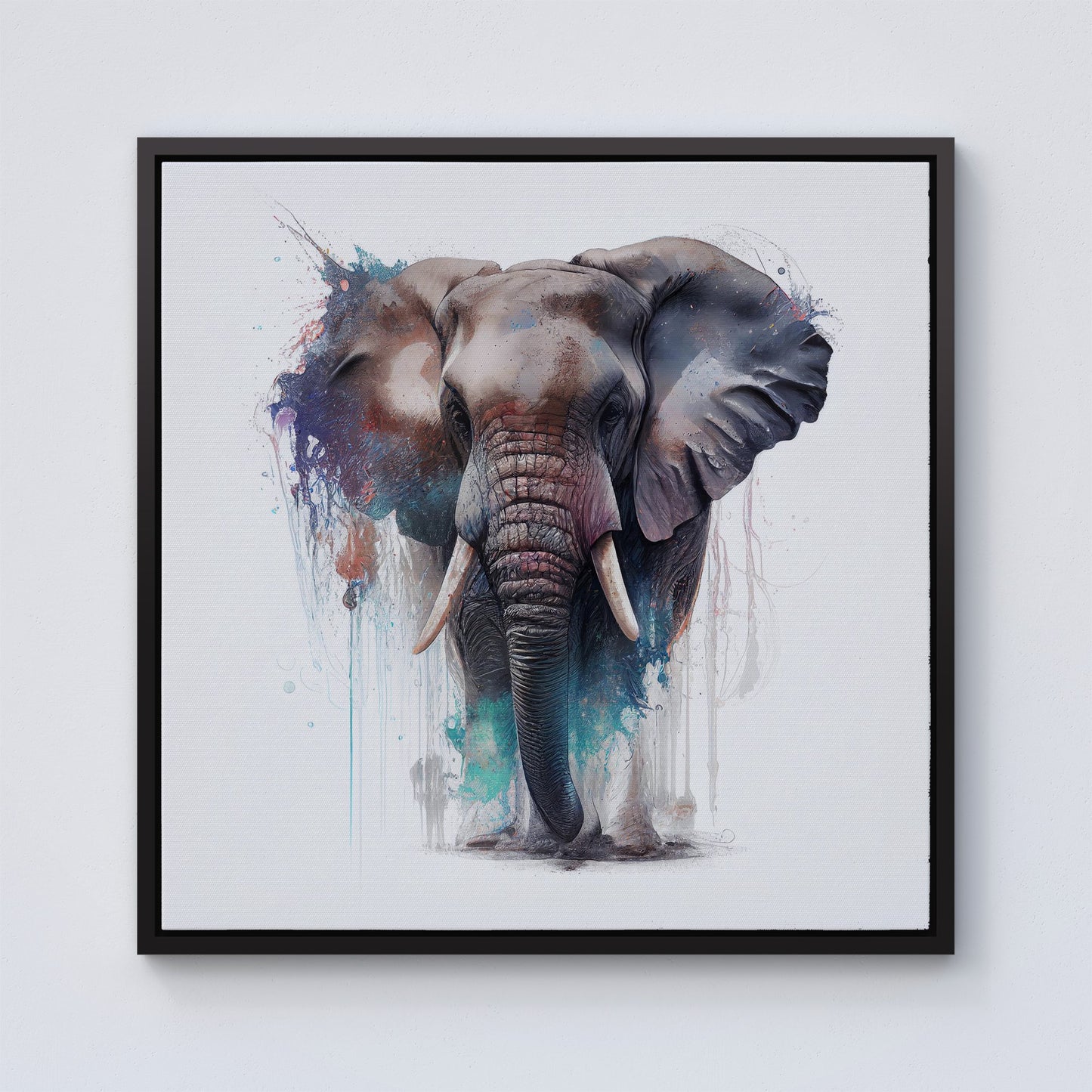 Elephant Splashart Framed Canvas