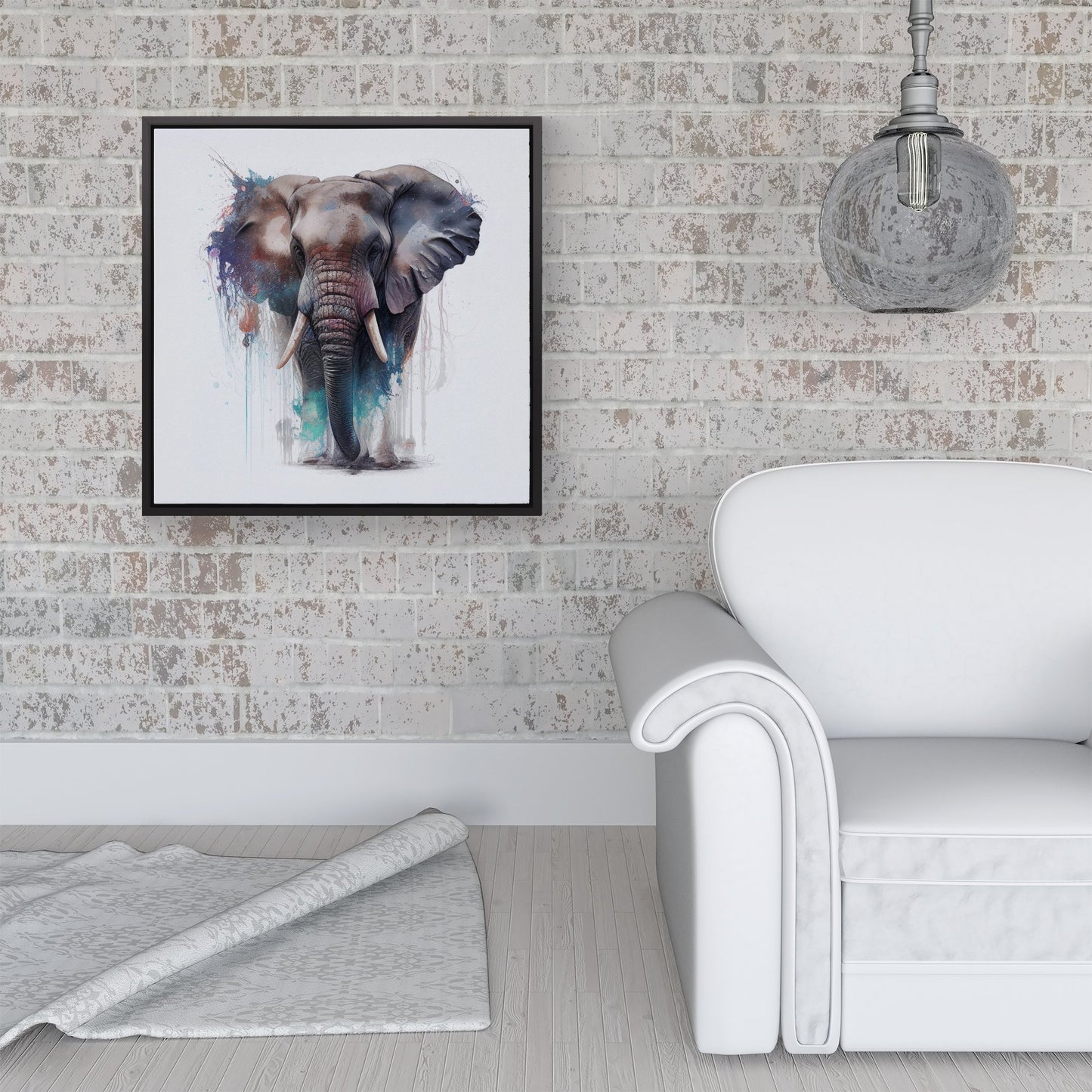 Elephant Splashart Framed Canvas
