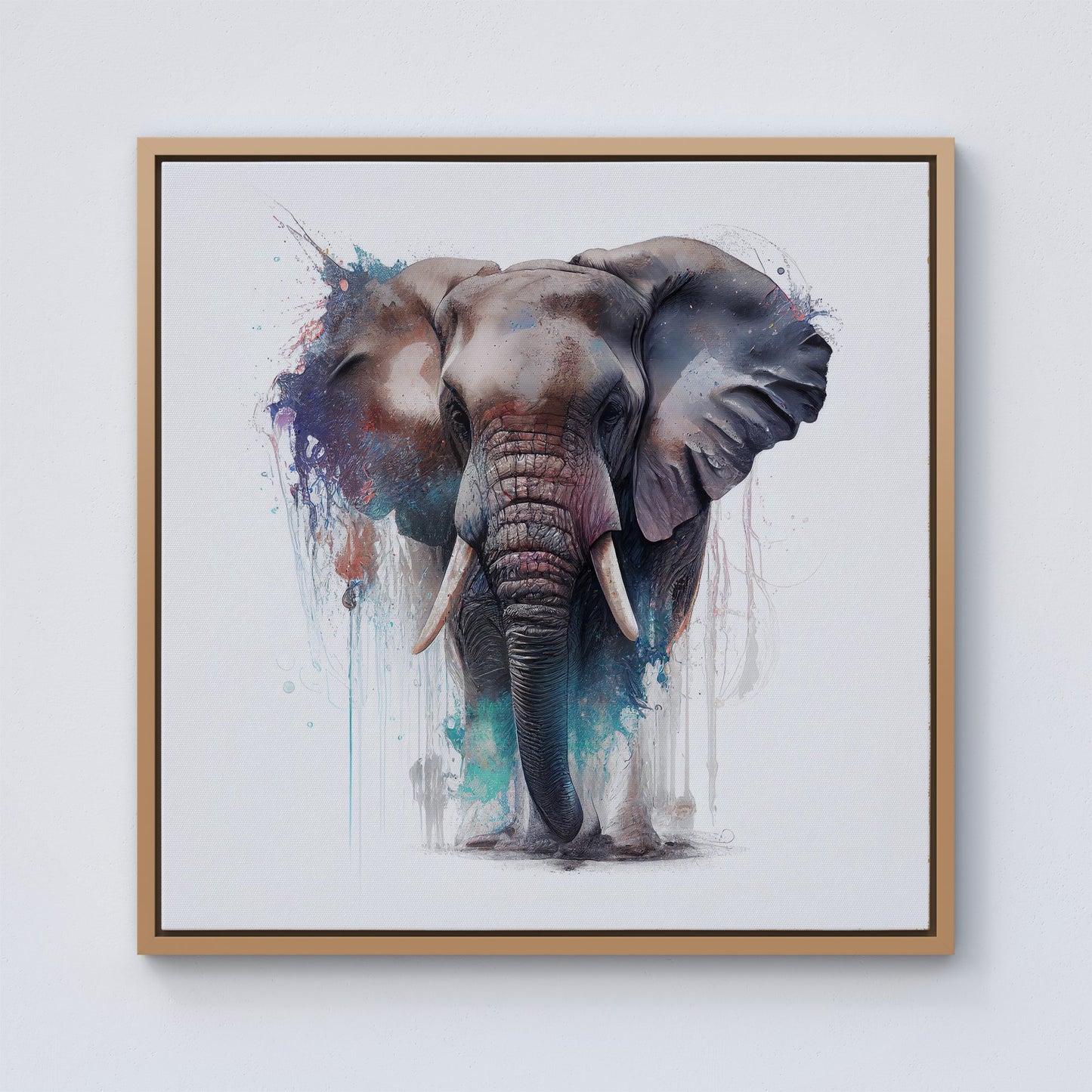 Elephant Splashart Framed Canvas