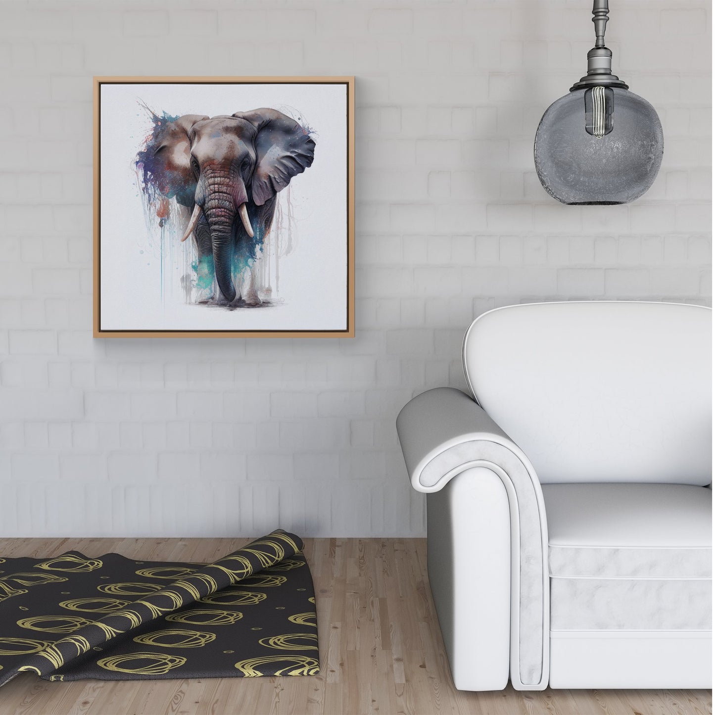 Elephant Splashart Framed Canvas